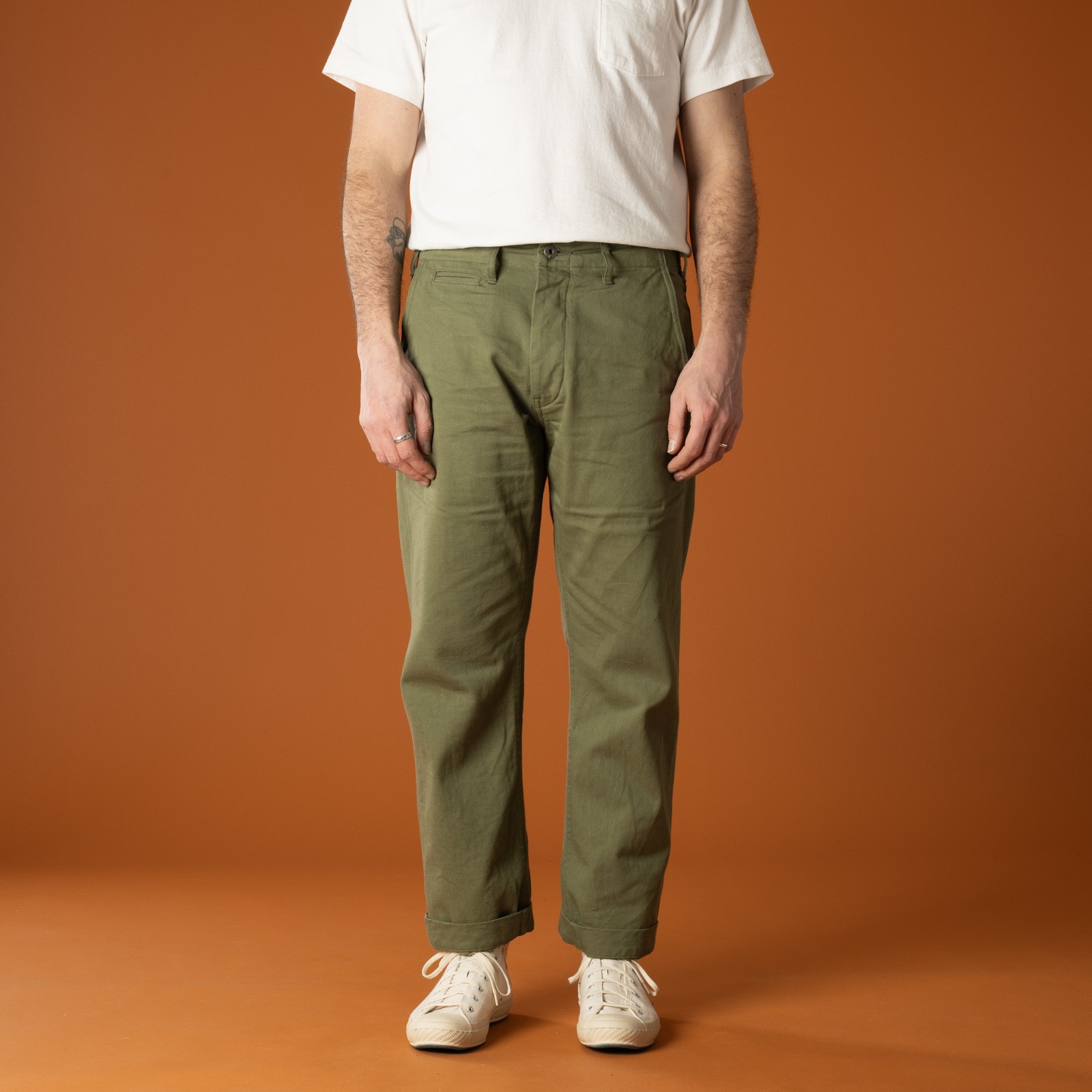 737-SVCLOL 9.5oz Relax Straight "Light Olive" Selvedge Chino