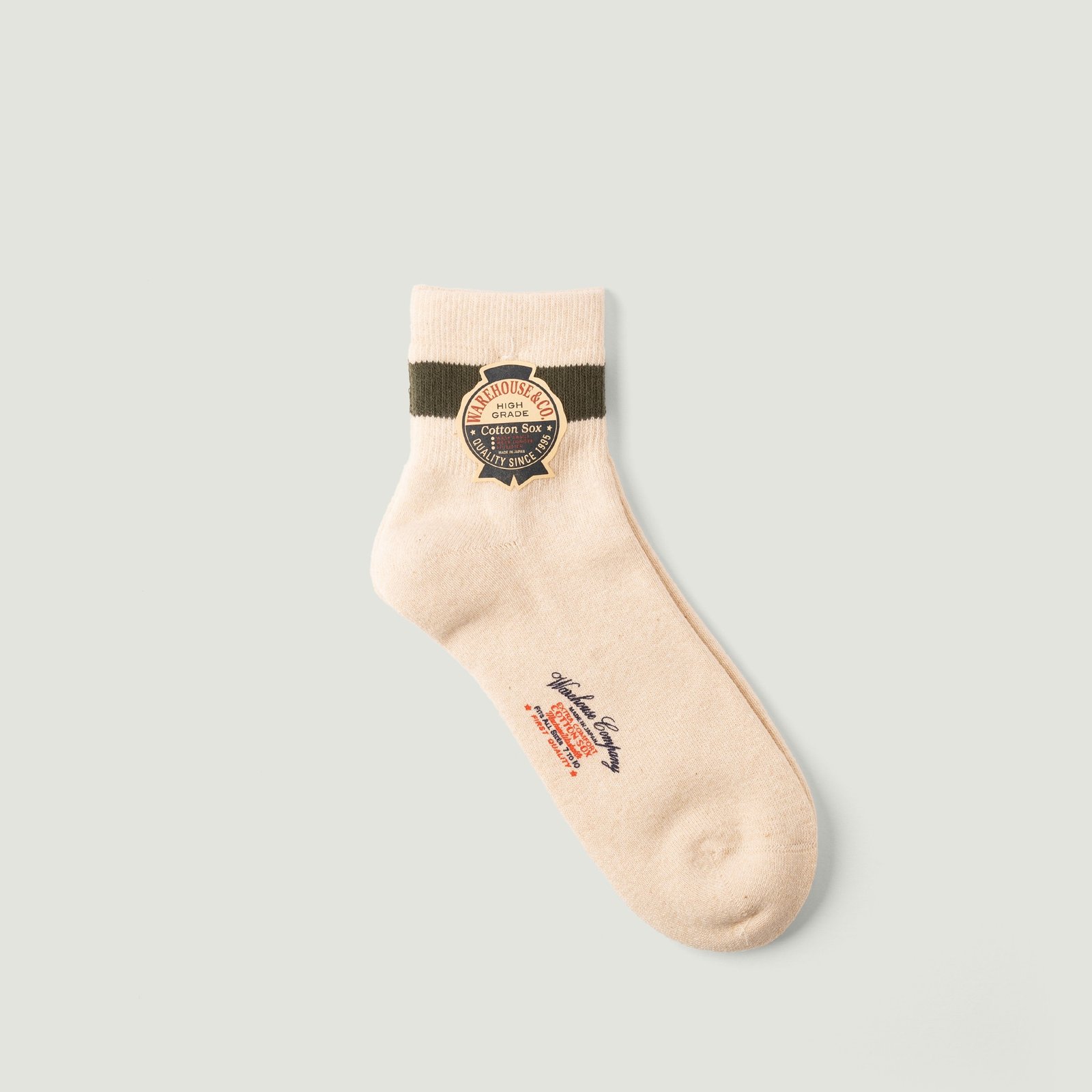 WAREHOUSE & CO. / Lot 5239 Pile Socks Short Green Line_Vignette-2