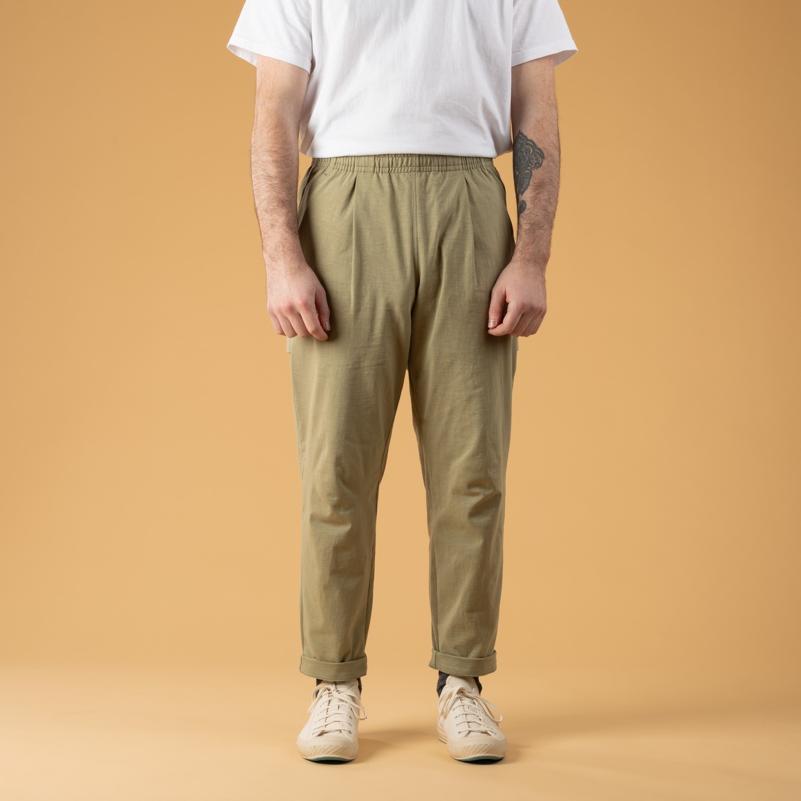 Image flâneurs Jackman SS25-Stretch Umps Pants Sage Green front