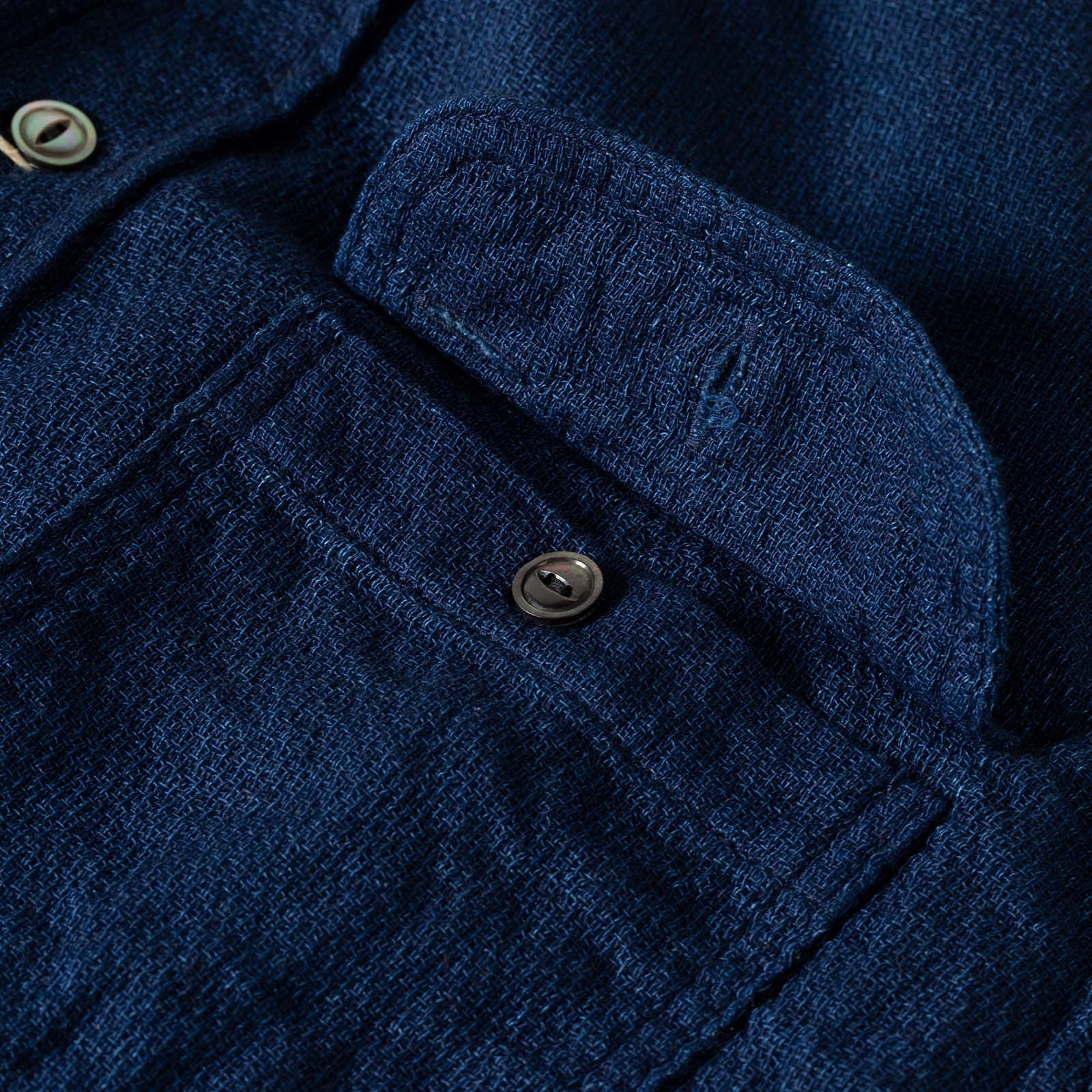 détail poche flâneurs FOB Factory F3507 Indigo Panama Double Gauze Navy