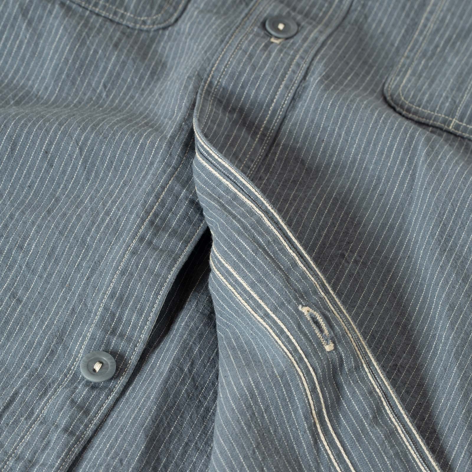 image of flaneurs, detail of a button on a WAREHOUSE & CO vintage shirt, SS25