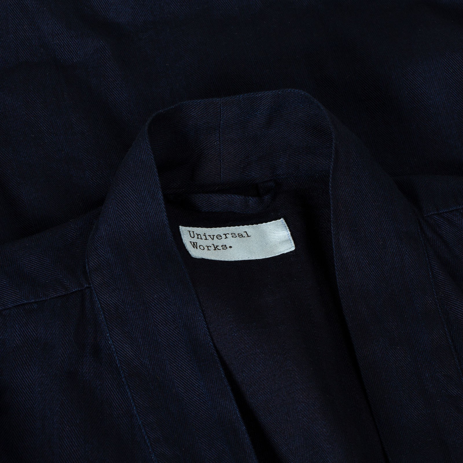 Image flâneurs col noragi UNIVERSAL WORKS  Kyoto Work Jacket Indigo Herringbone