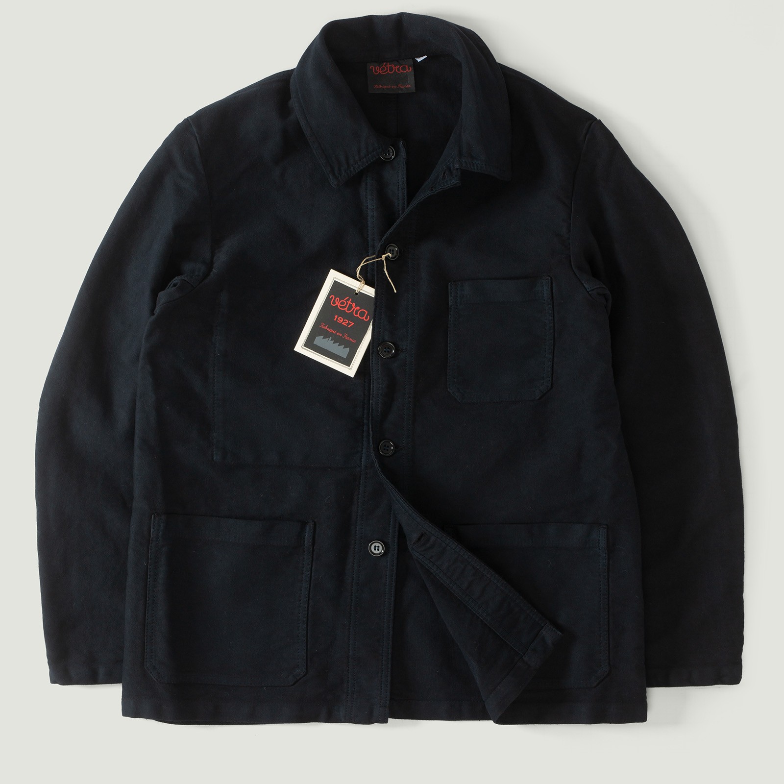 VETRA Navy French Moleskin Weaved Flâneurs Jacket