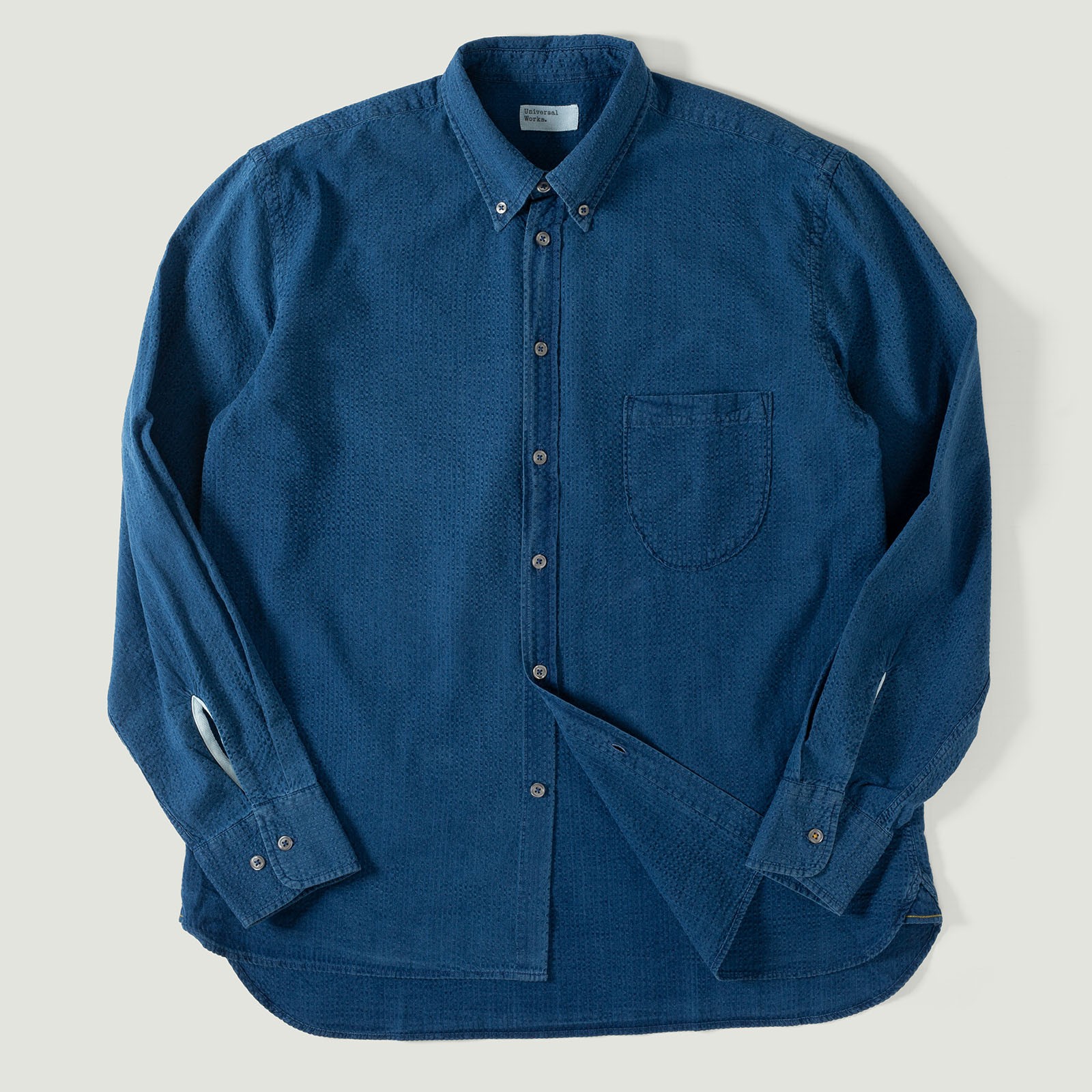 chemise UNIVERSAL WORKS Lazy Day Shirt Washed Indigo Seersucker vignette flâneurs