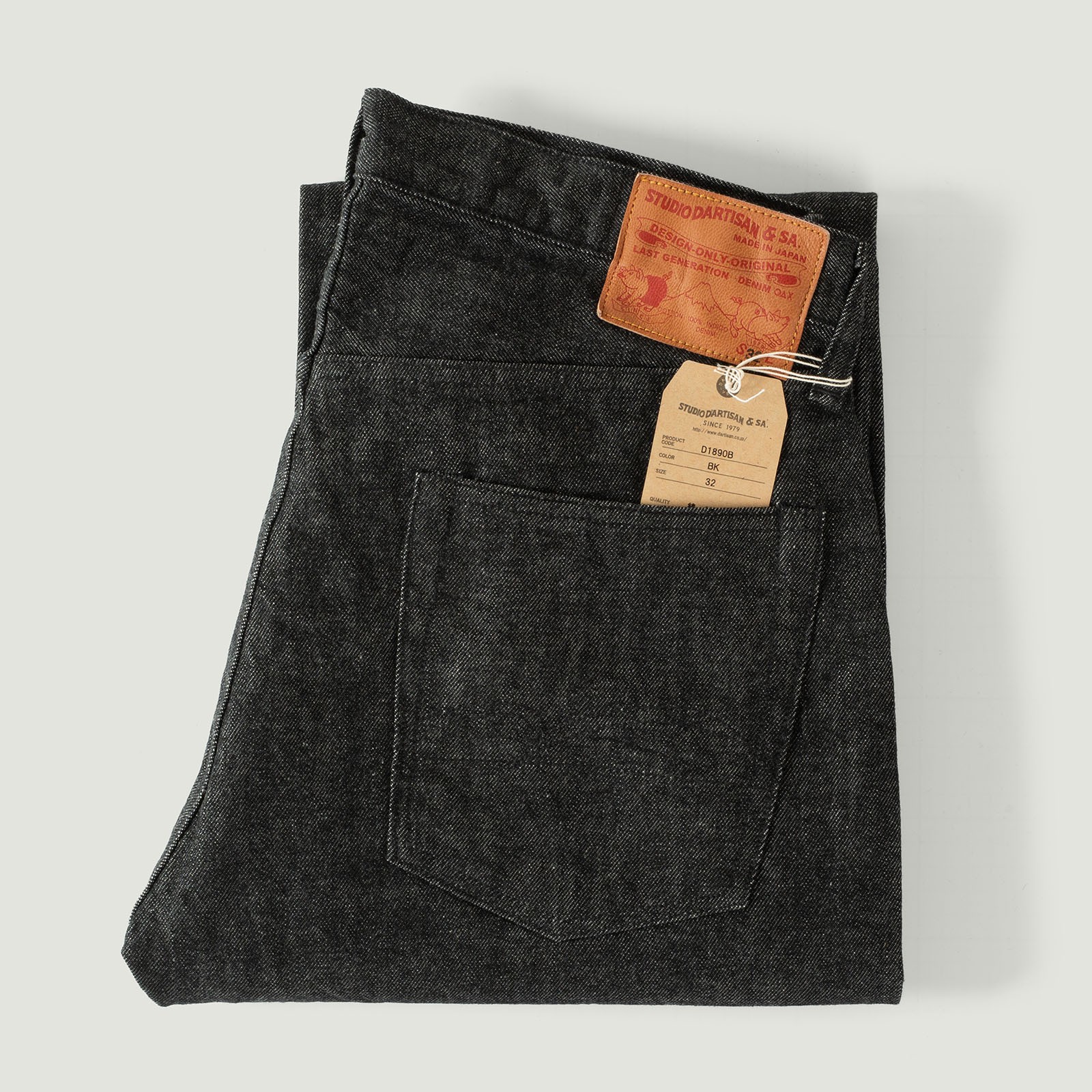 Vignettes flâneurs jeans-Studio-d'Artisant D1890B 13oz Black Loose Straight Selvedge Denim