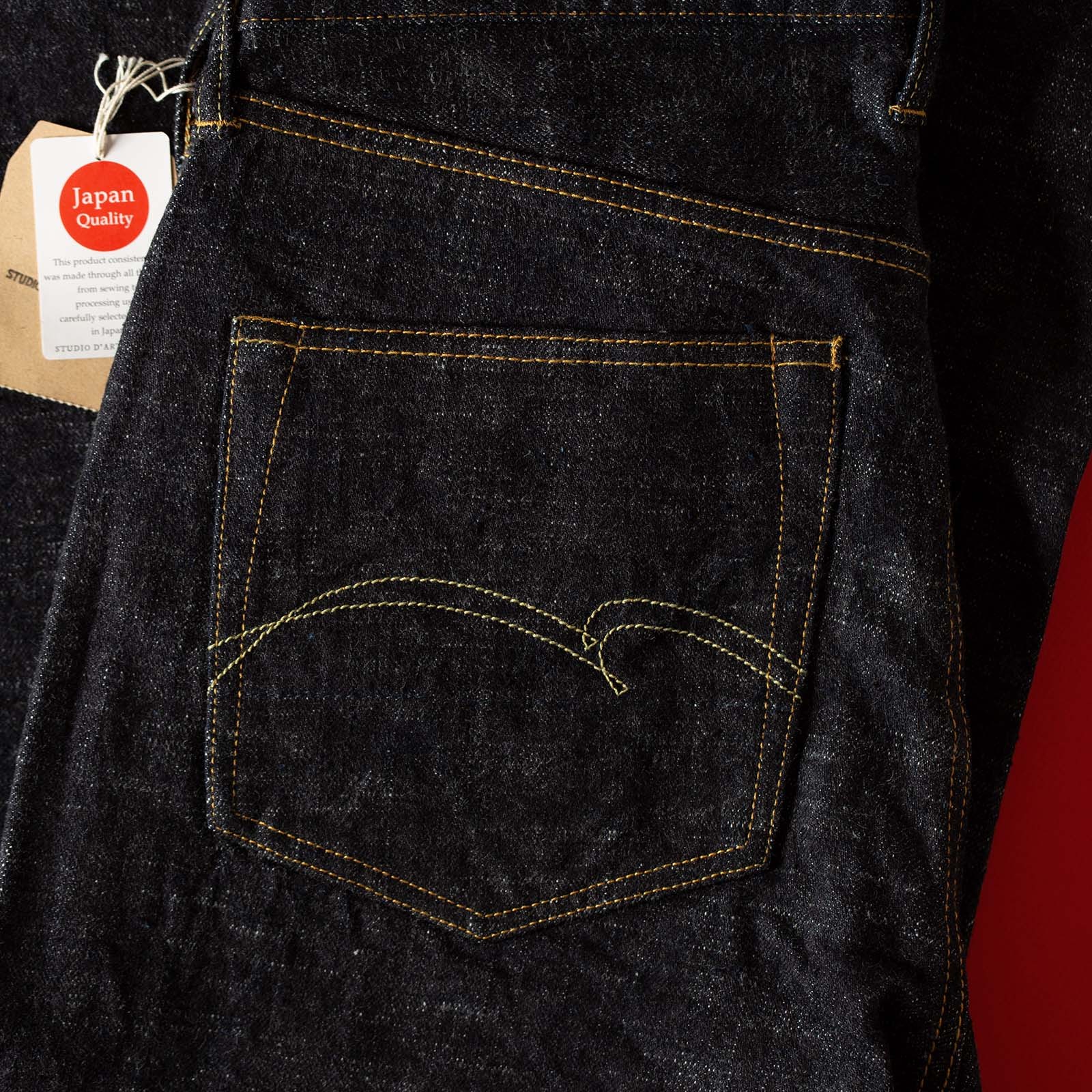 détail broderie poche arrière flâneurs STUDIO D'ARTISAN 15oz GL3 Selvedge Denim