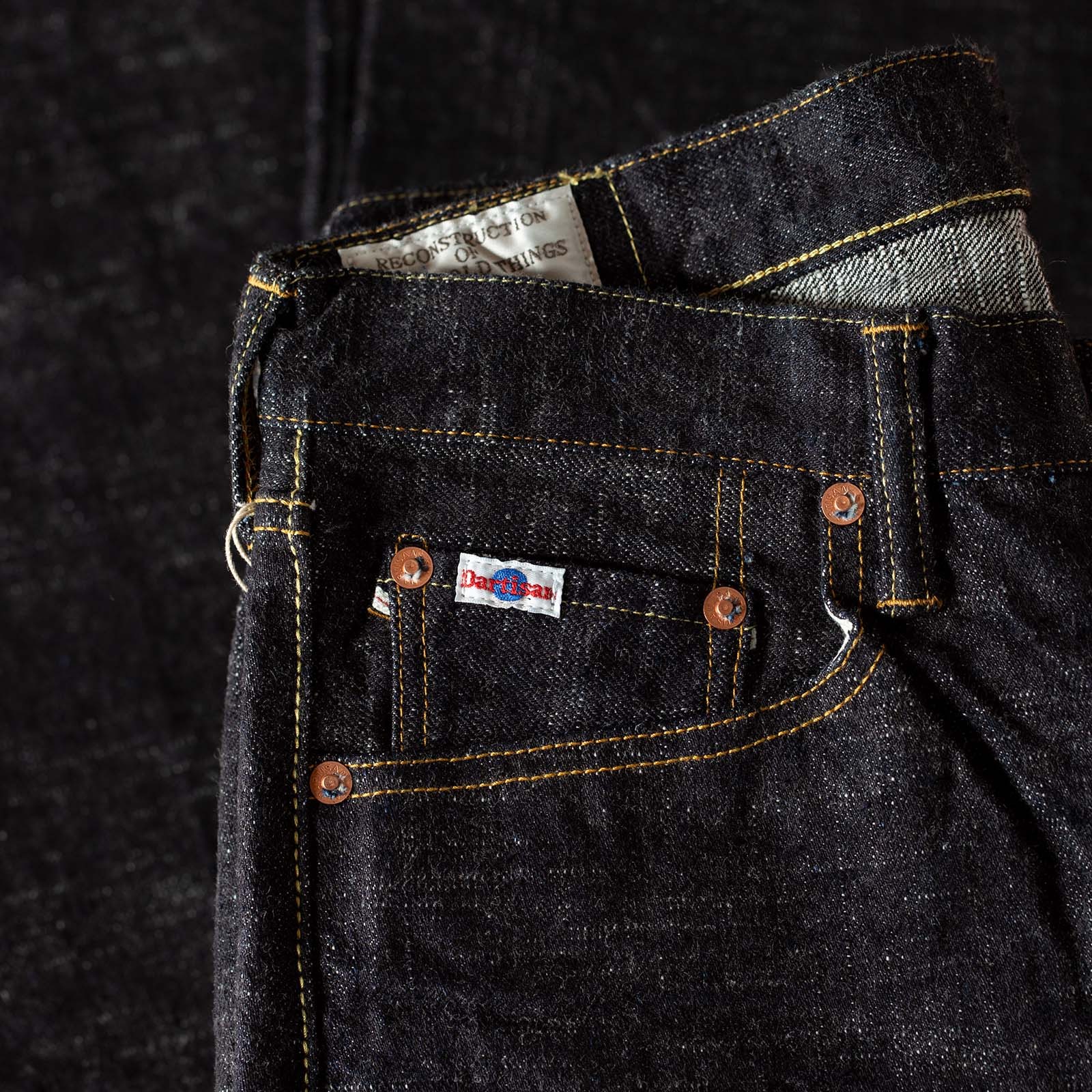 détail coin pocket flâneurs STUDIO D'ARTISAN 15oz GL3 Selvedge Denim