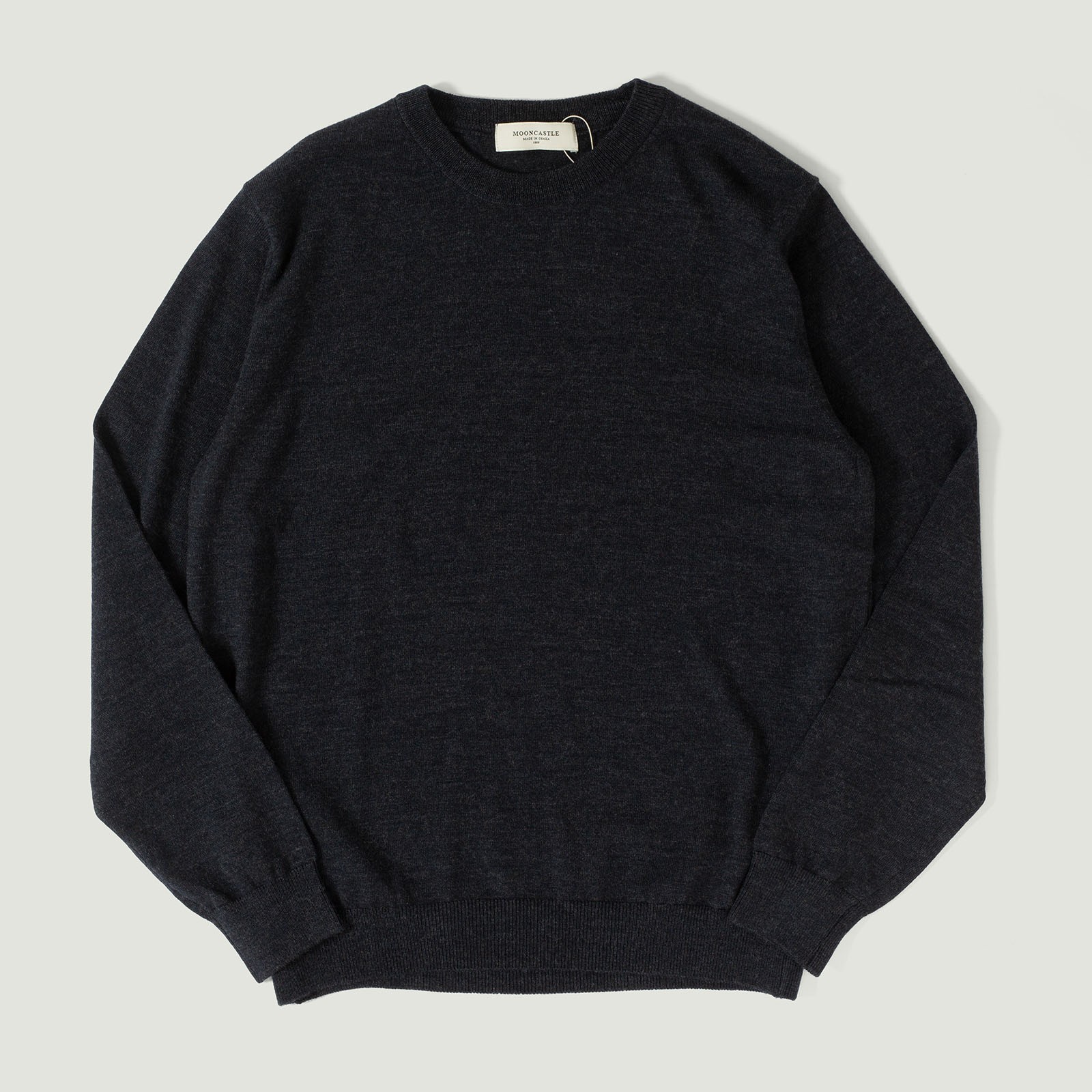 Vignettes flâneurs MOONCASTLE_pull Mérinos Manches Longues Col Rond Dark Gray