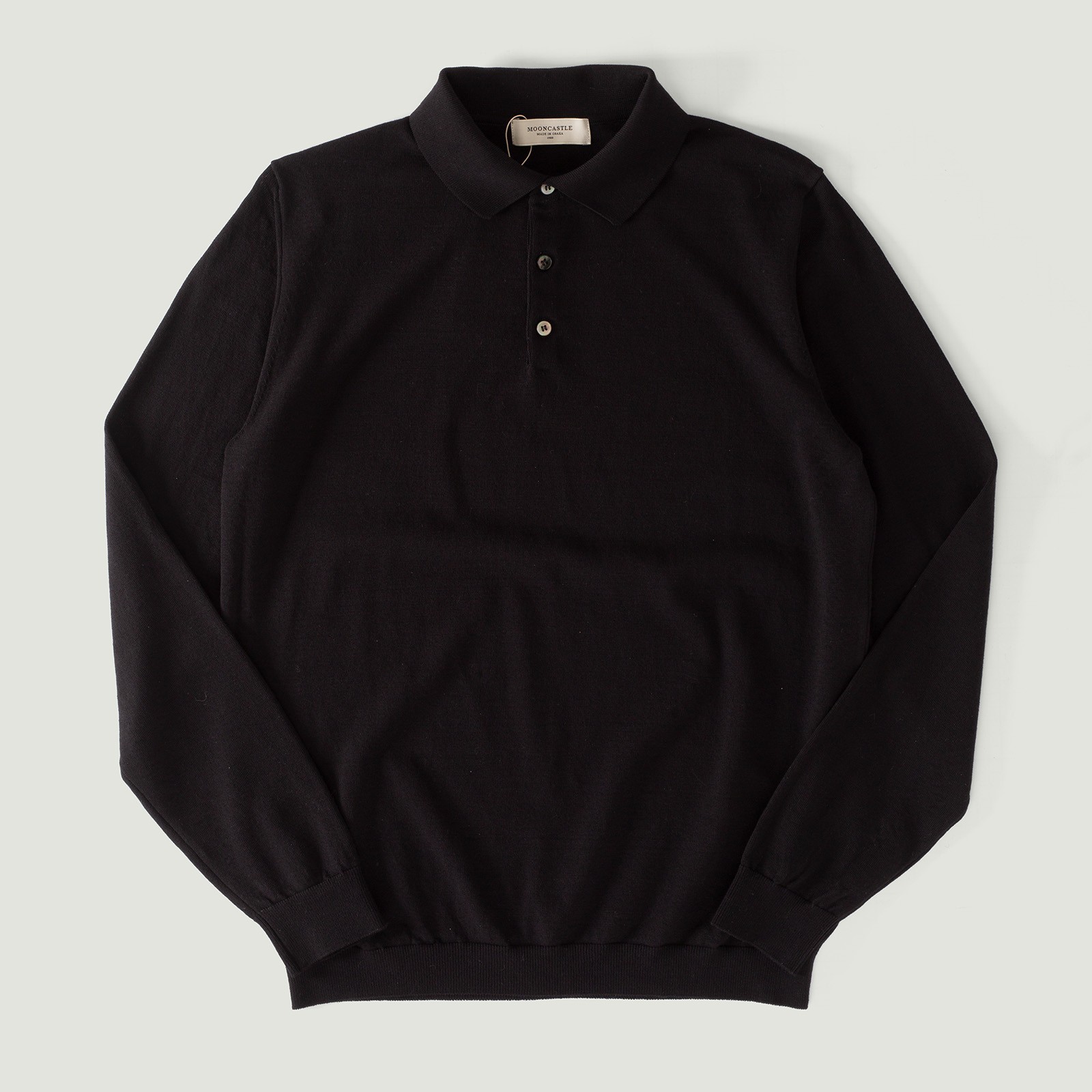 Vignettes flâneurs MOONCASTLE Pull Ice Cotton Manches Longues Col Polo Black