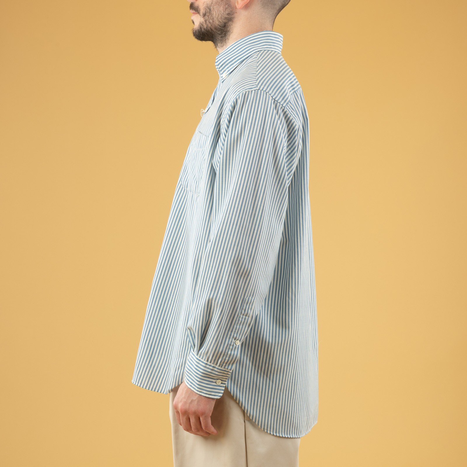 image flâneurs B.D Classic-Fit Wool Stripe Blue de profil
