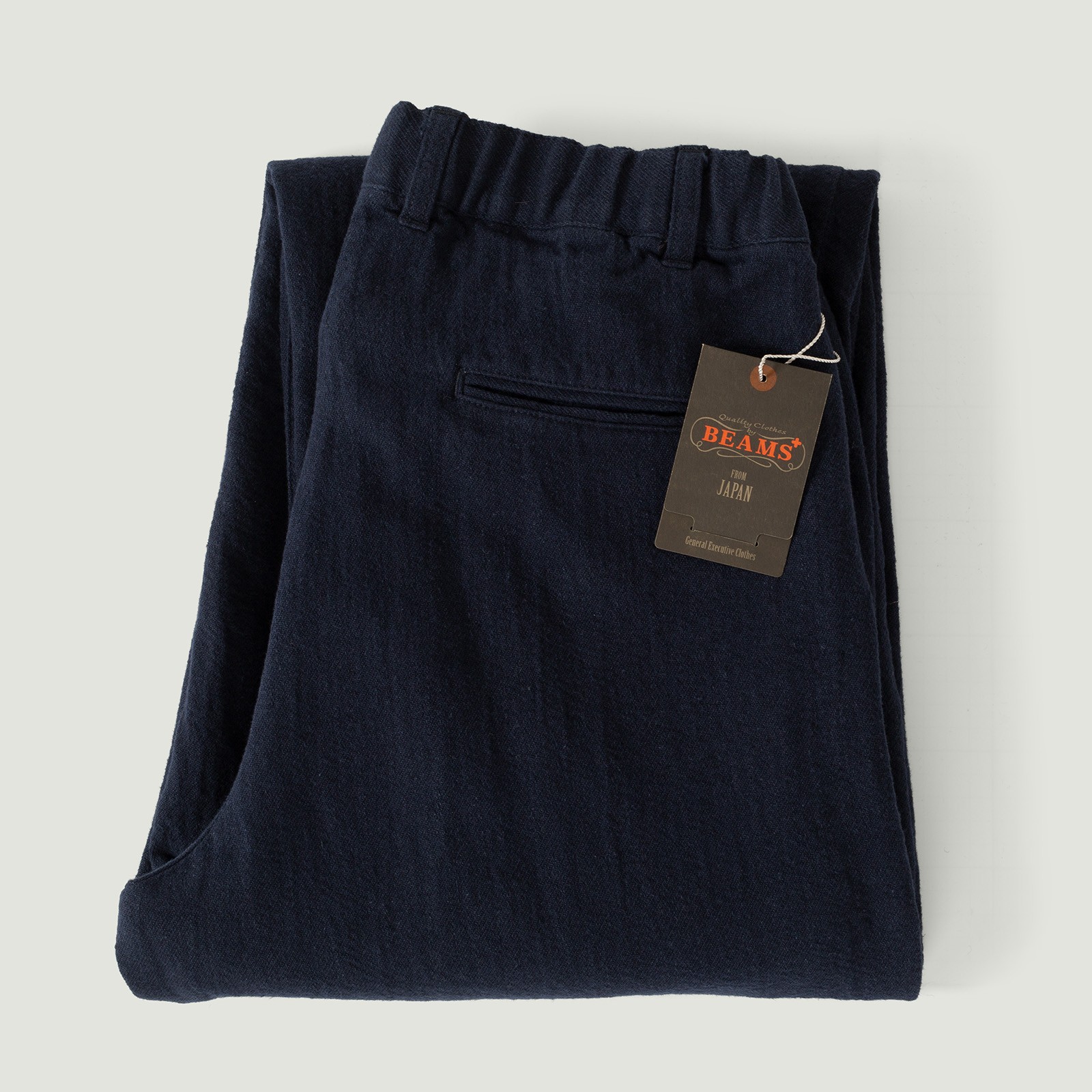 vignette flâneurs Beams Plus 2 Pleats Relax Trousers Linen Cotton Navy