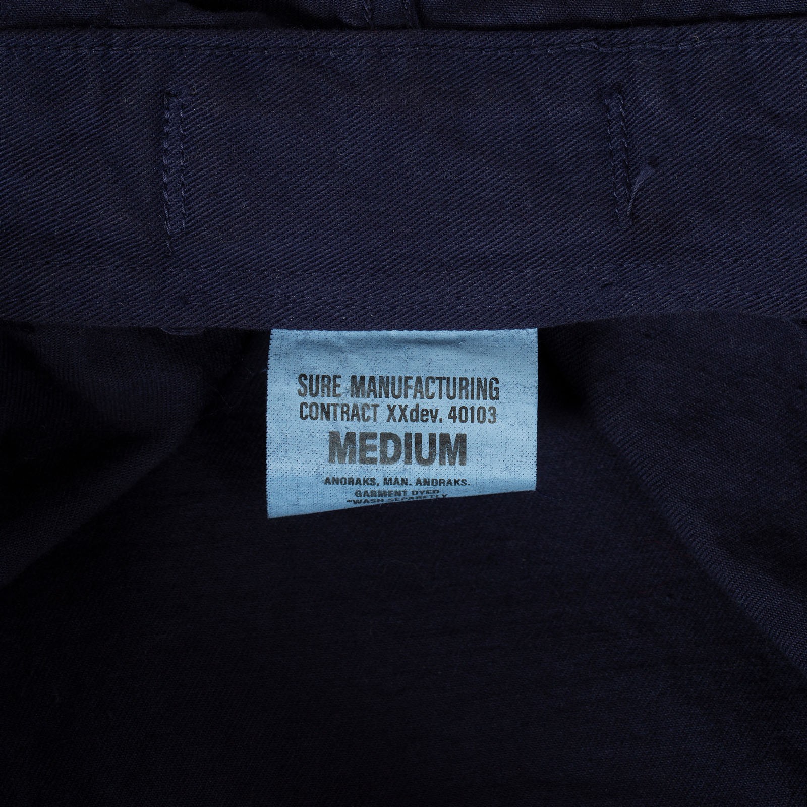 détail tag flâneurs veste XX DEVELOPMENT SURE MFG Anoraks nasvy