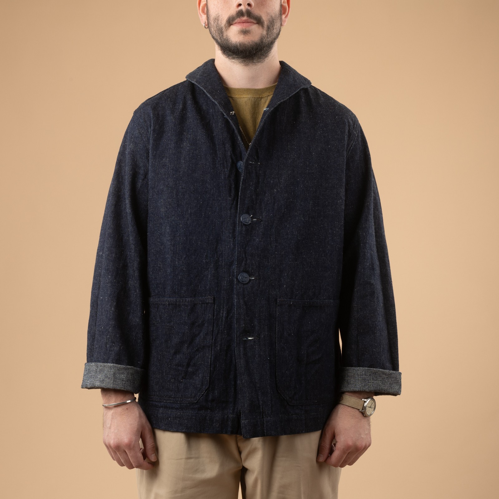 Image_Flâneurs_Lot. 2220 U.S Navy Shawl Collar Coverall Indigo_de-face