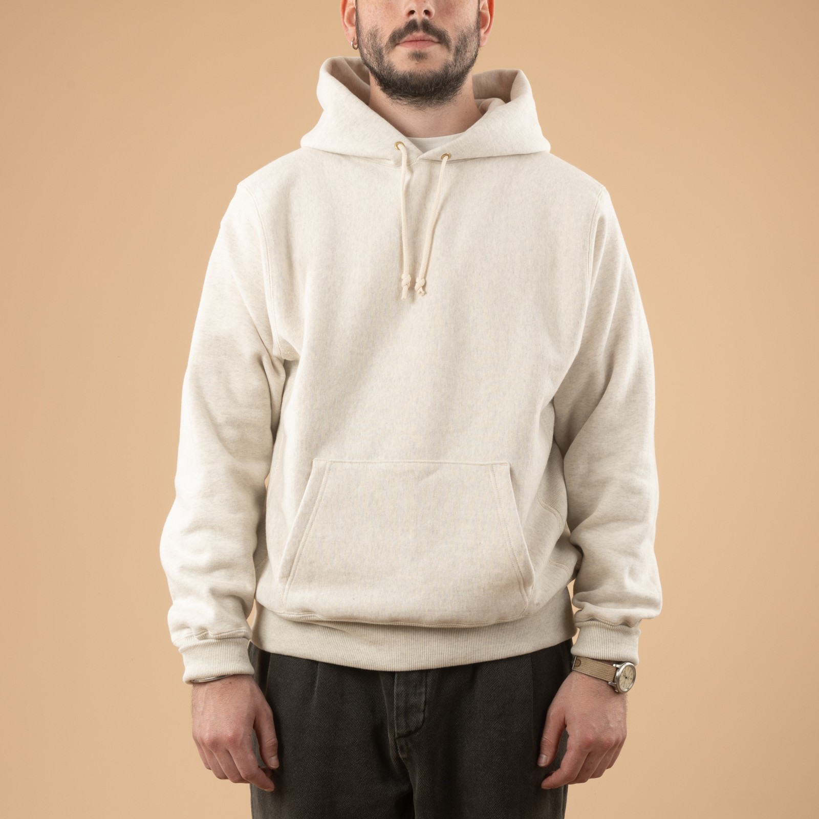 Image-FlâneursLot. 484 Plain Hooded Sweatshirt Oatmeal_de-face