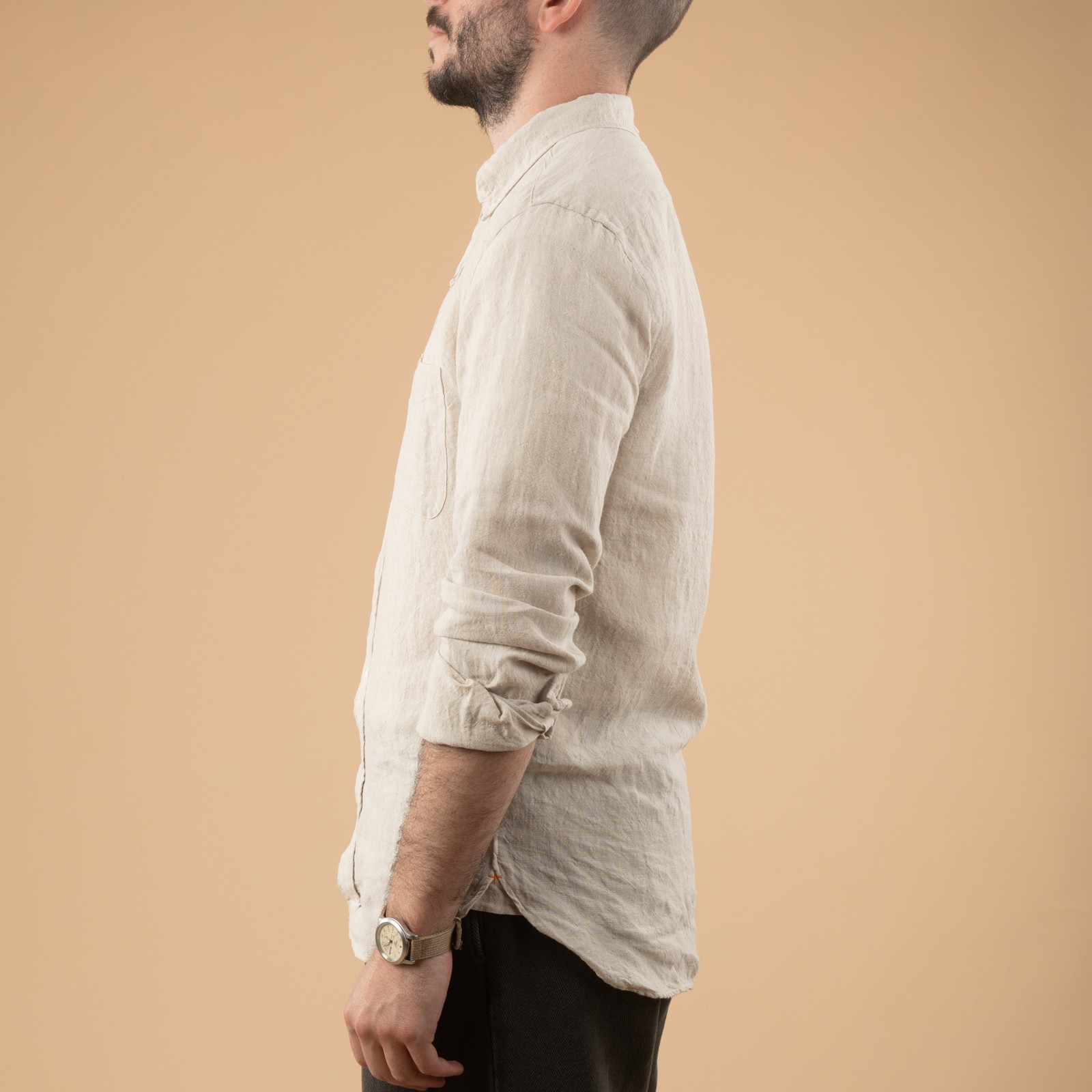 BEAMS PLUS B.D 1 40 Linen Solid Natural_de-profil