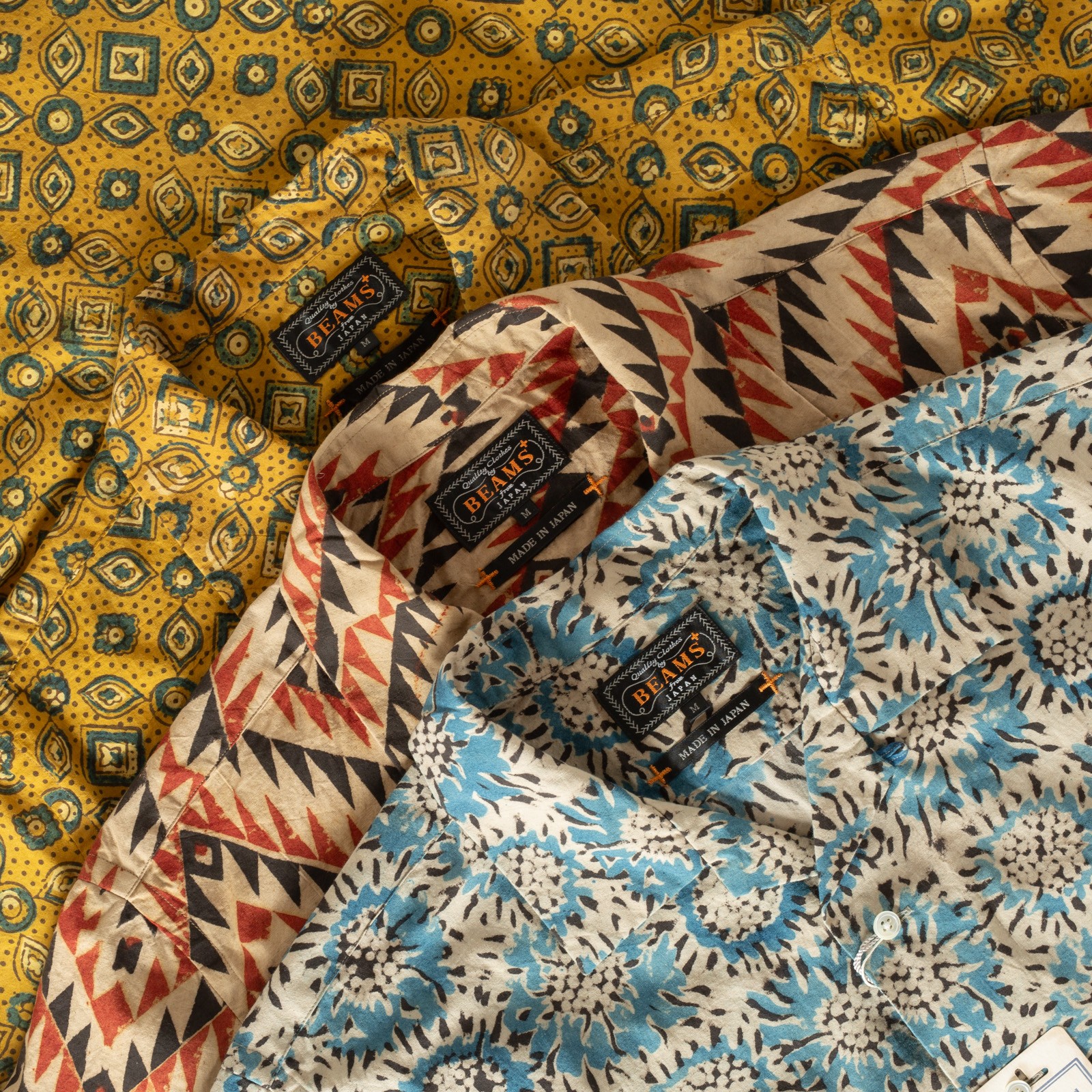 image flâneurs BEAMS PLUS_image flâneurs BEAMS PLUS_ PLUS Open Collar Shirt Block Print 1