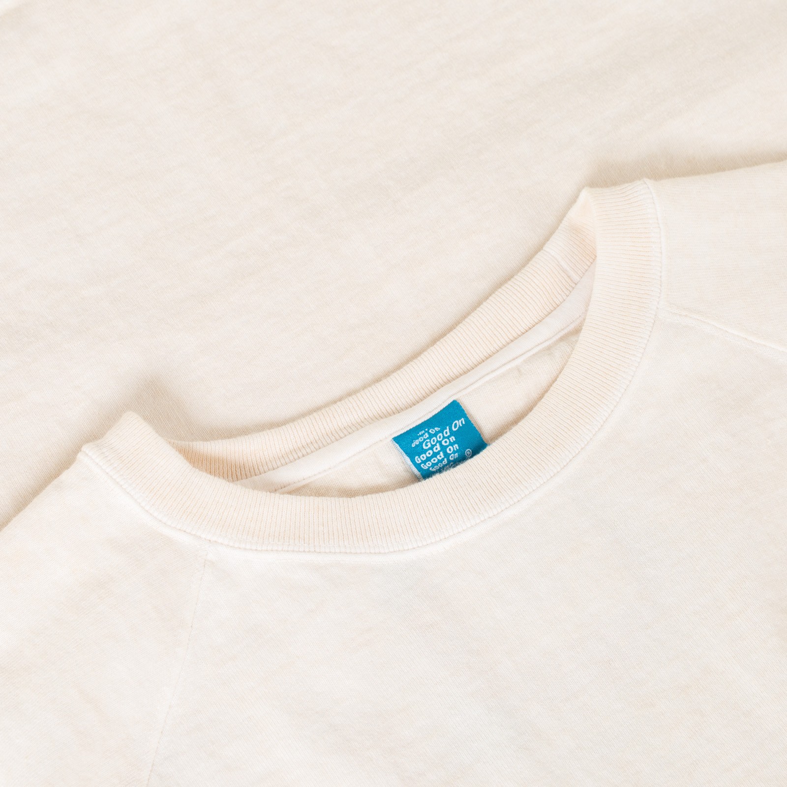 Image of wanderers GOOD ON thick short sleeve Heavy Raglan Pocket Tee in natural color.