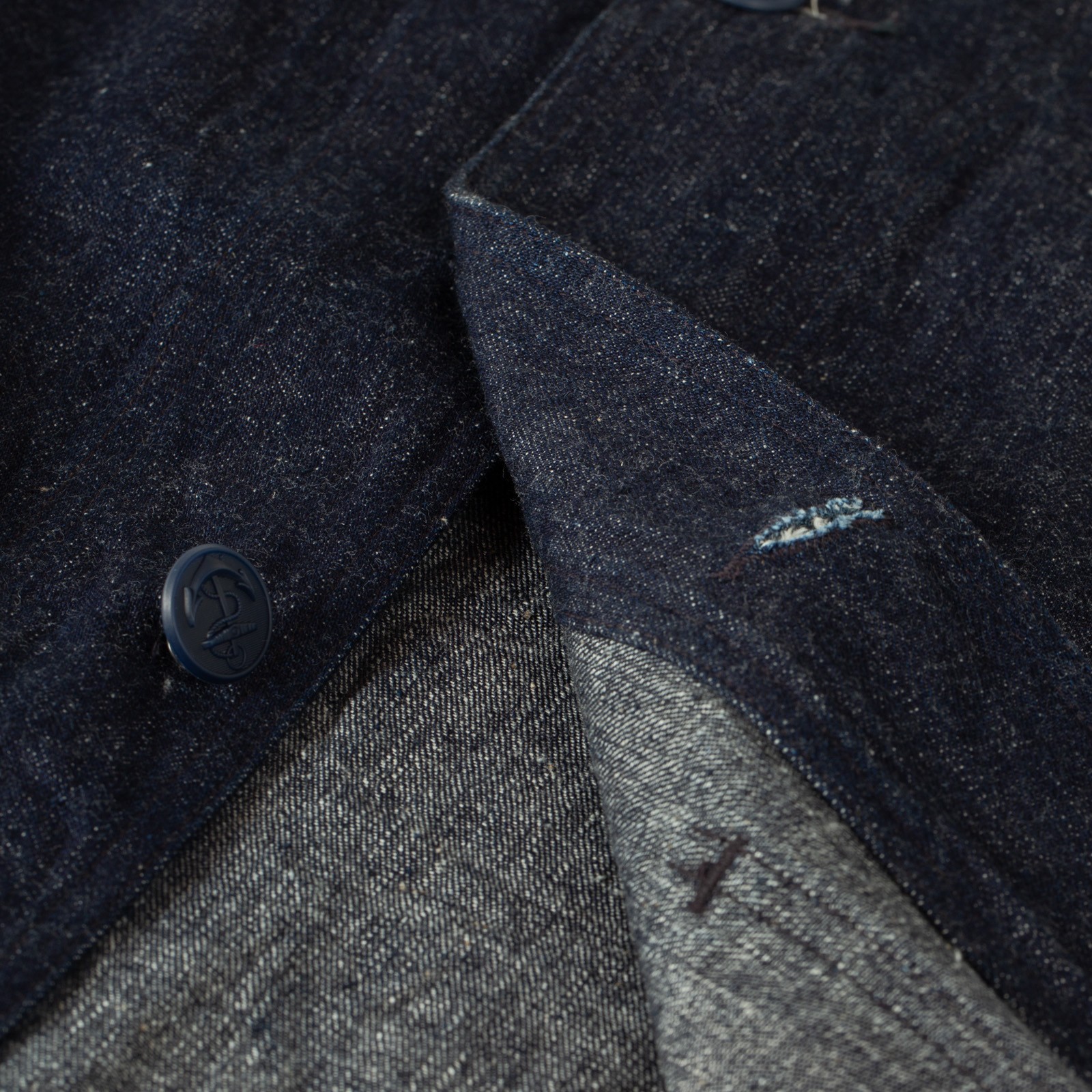 image flâneurs_inside veste denim militaire WAREHOUSE & CO. Lot. 2220 U.S Navy Shawl Collar Coverall Indigo