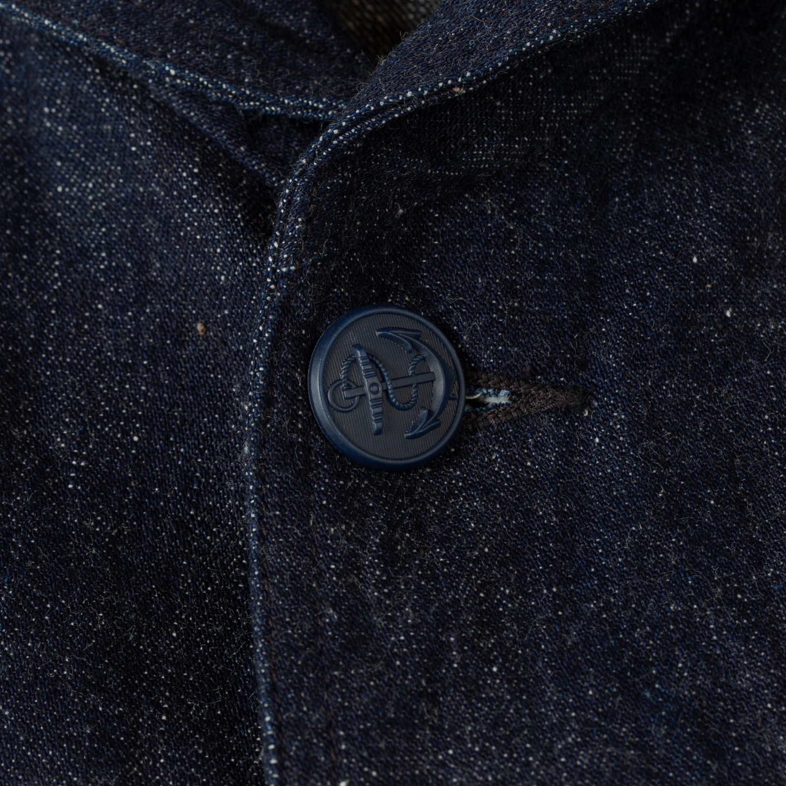 image flâneurs_bouton veste denim militaire WAREHOUSE & CO. Lot. 2220 U.S Navy Shawl Collar Coverall Indigo