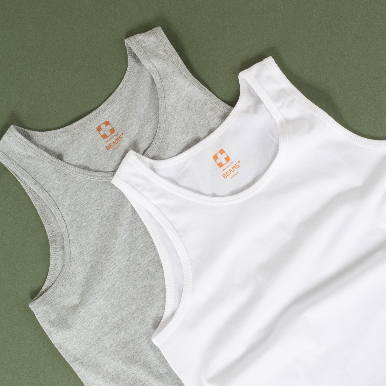image flâneurs  debardeur basic BEAMS PLUS 2 Pack Tank Top White + T.Grey