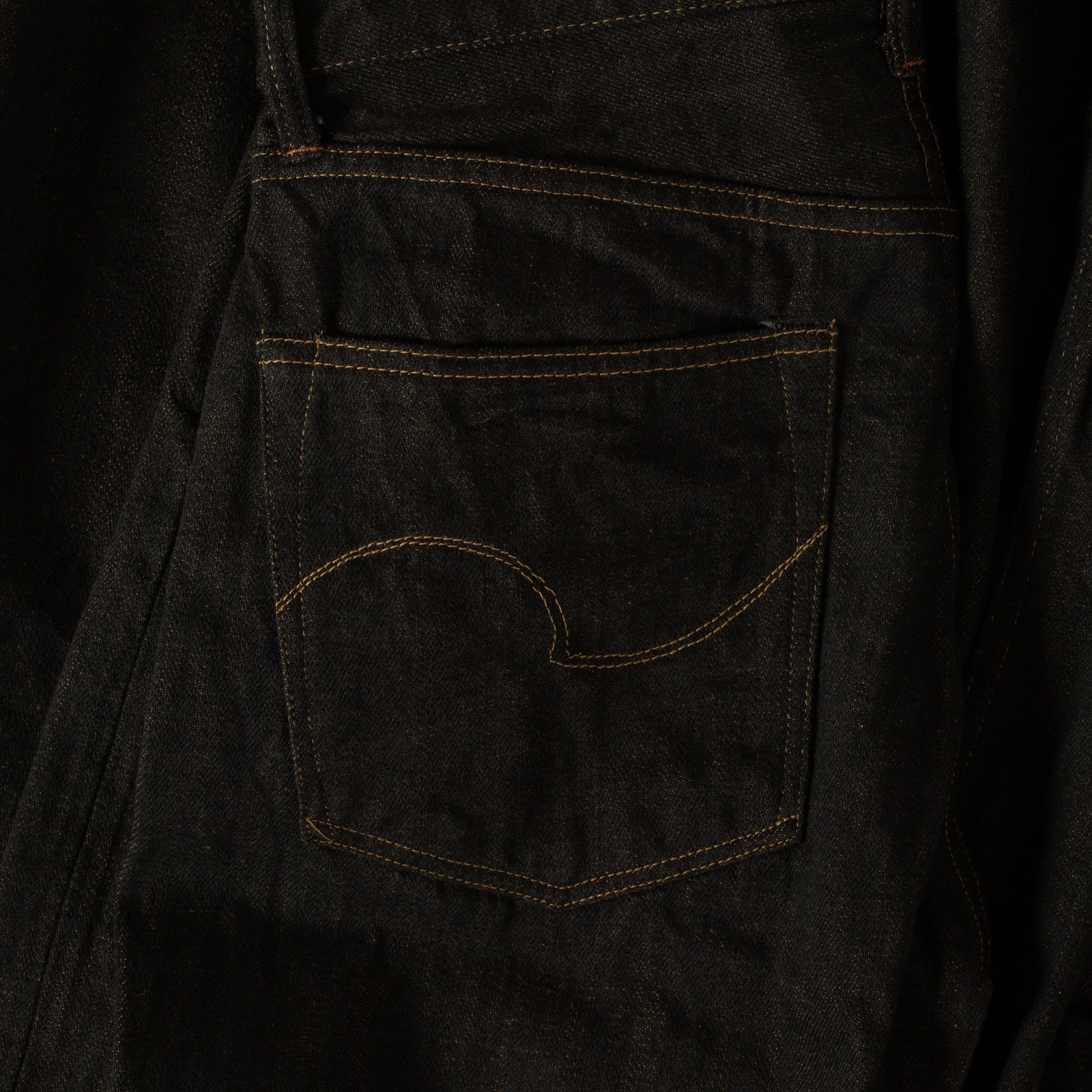 246-BKOL 12.5oz Neat Straight Black X Olive Selvedge Denim