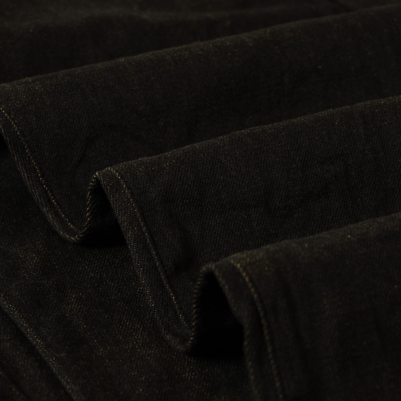 246-BKOL 12.5oz Neat Straight Black X Olive Selvedge Denim
