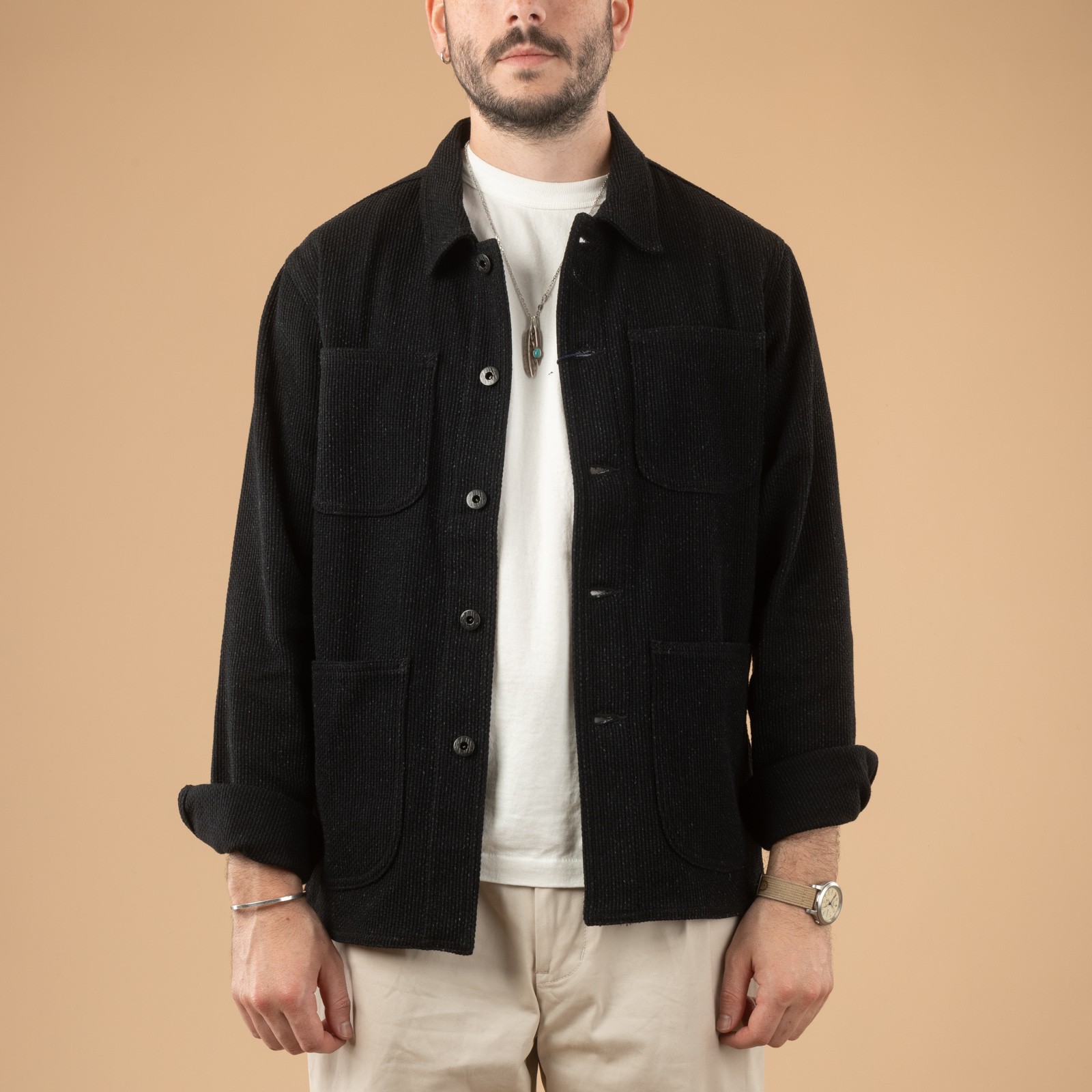image flâneurs porté veste JAPAN BLUE JEANS Sashiko Black Coverall Jacket-5