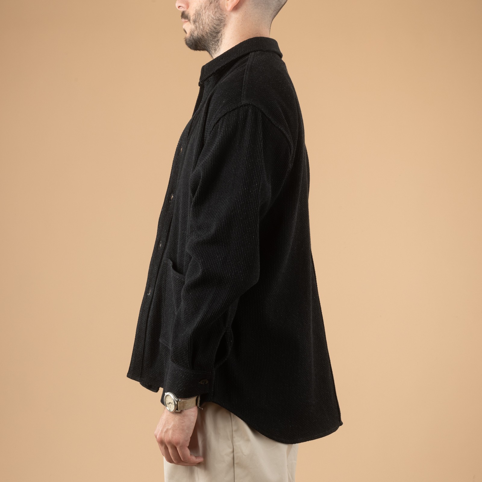 image flâneurs porté veste JAPAN BLUE JEANS Sashiko Big Shirt Jacket Black-2