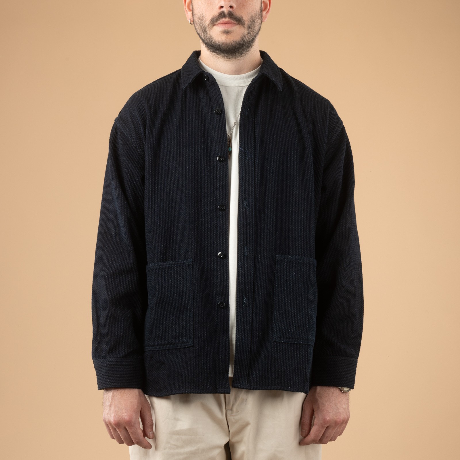 image flâneurs porté veste JAPAN BLUE JEANS Sashiko Big Shirt Jacket Indigo