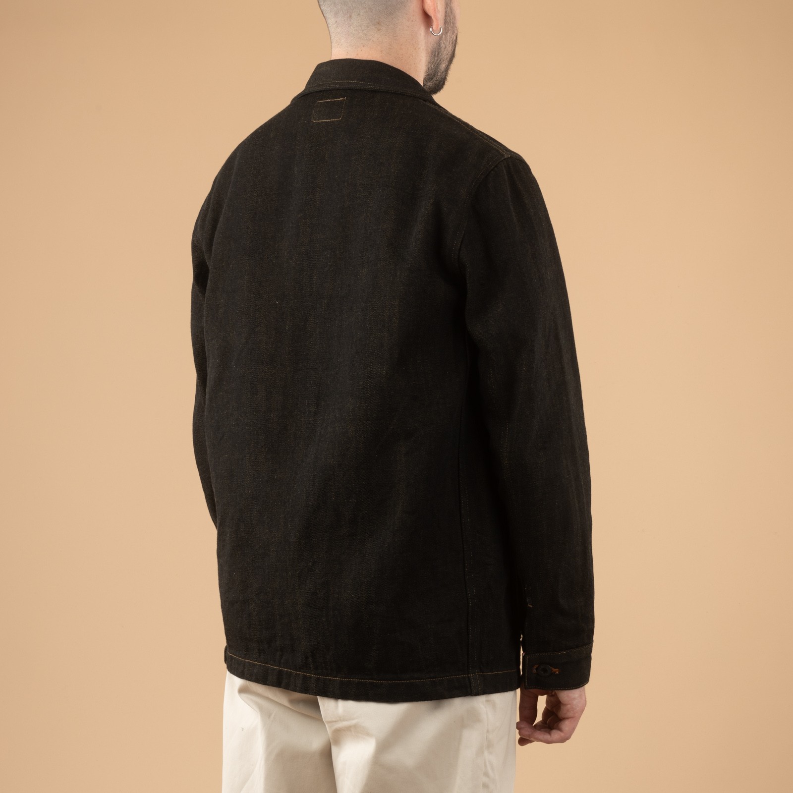 03100-BKOL 12.5oz Coverall Black X Olive Selvedge Denim
