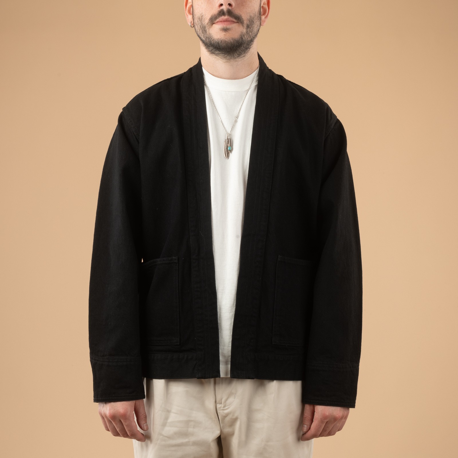 image flâneurs porté veste japan blue jeans Denim Haori Rinsed black