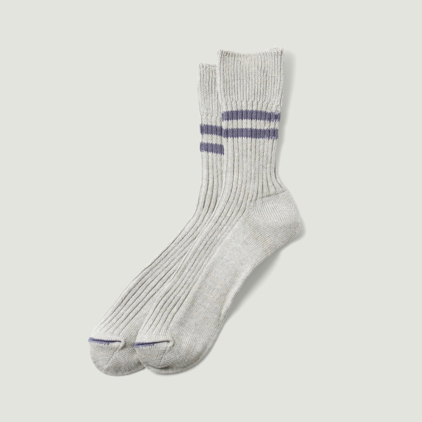 Image-Flâneurs_ROTOTO / Hemp/Organic Cotton Stripe Socks Gray/Purple Haze_Vignette