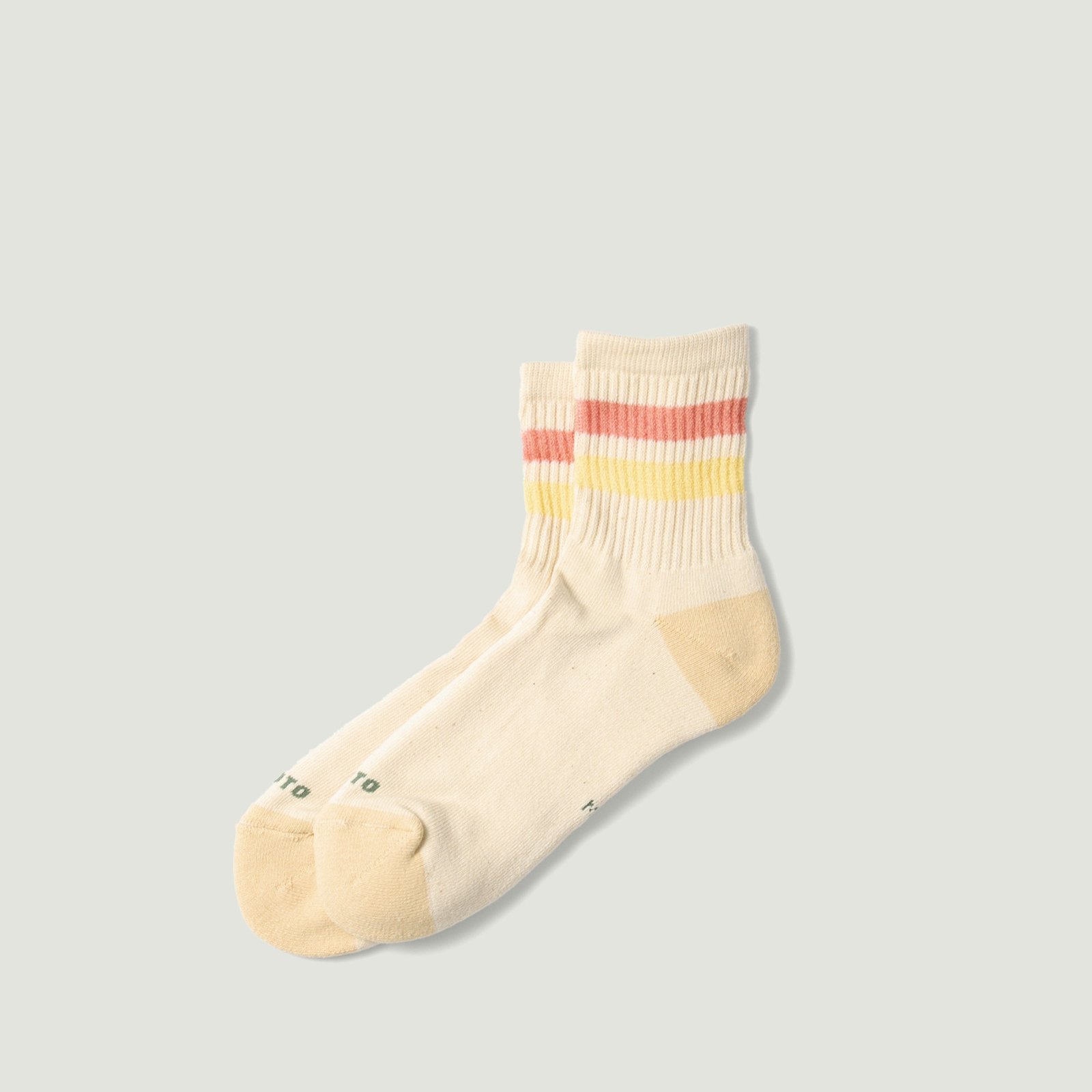 Image-Flâneurs_ROTOTO / Retro Athletic Ankle Socks Coral/L.Yellow_Vignette