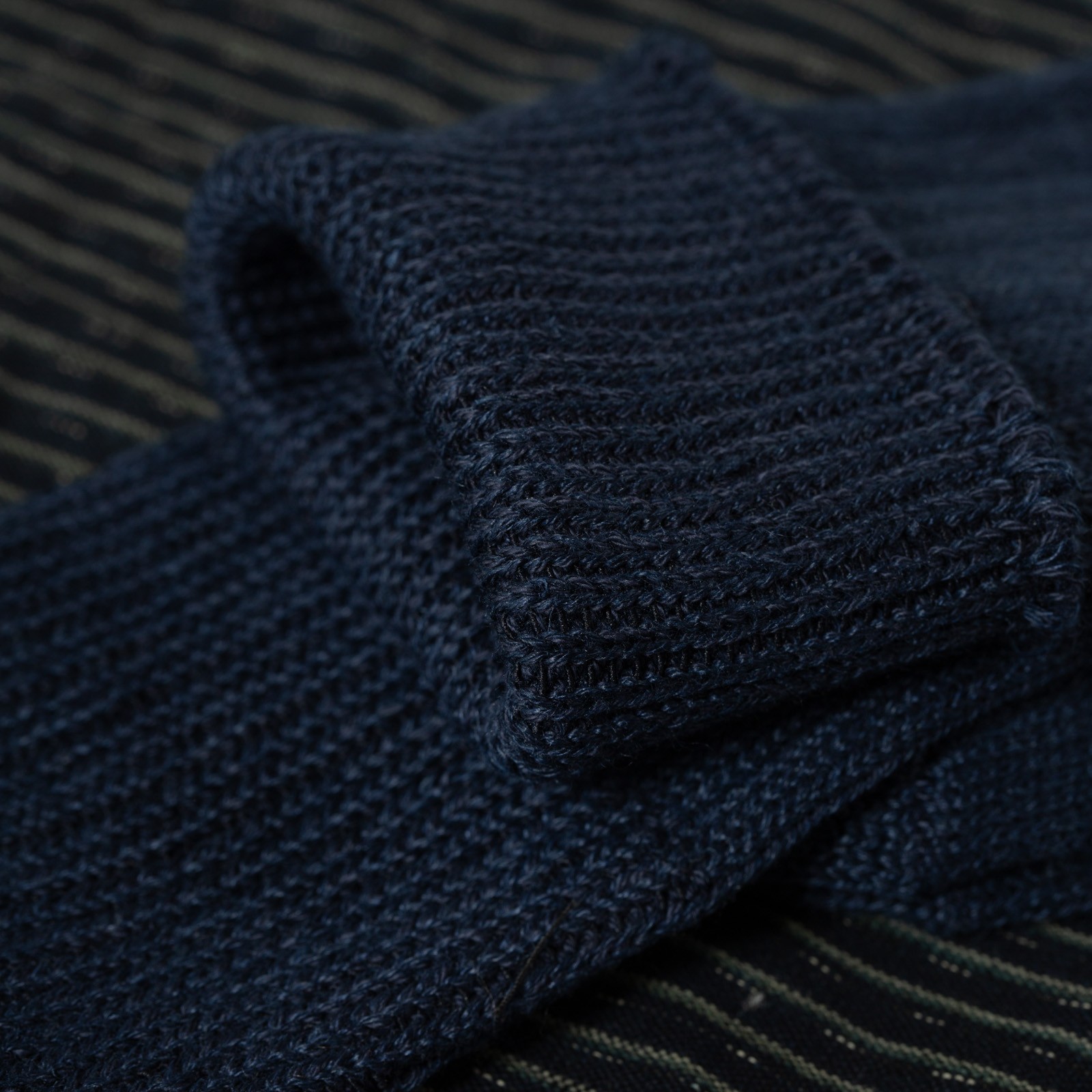 image flâneurs chaussettes ROTOTO Linen Cotton Rib Crew Socks_-navy