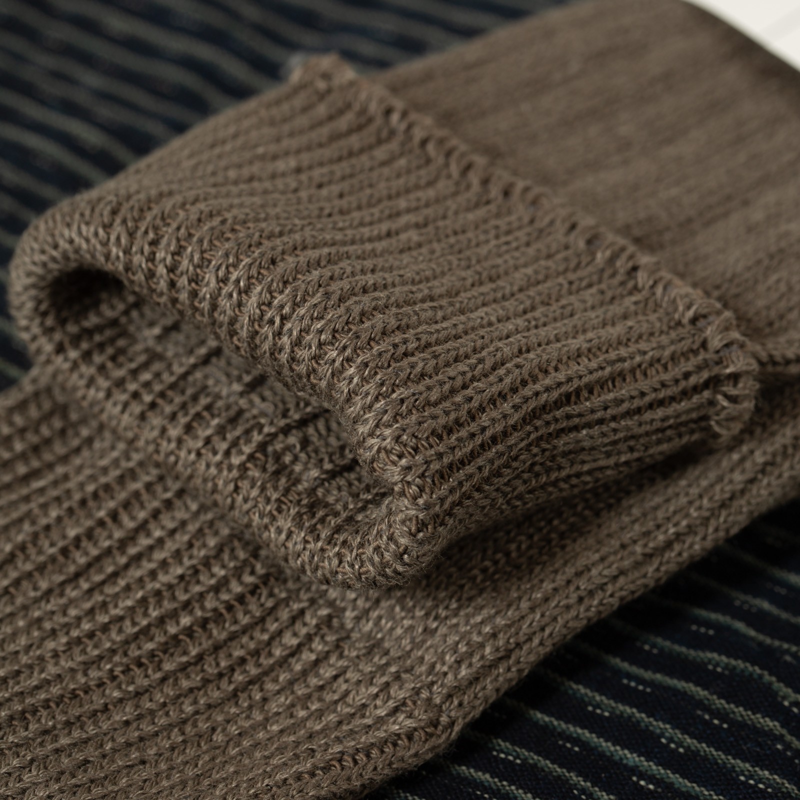 image flâneurs chaussettes ROTOTO Linen Cotton Rib Crew Socks_gray