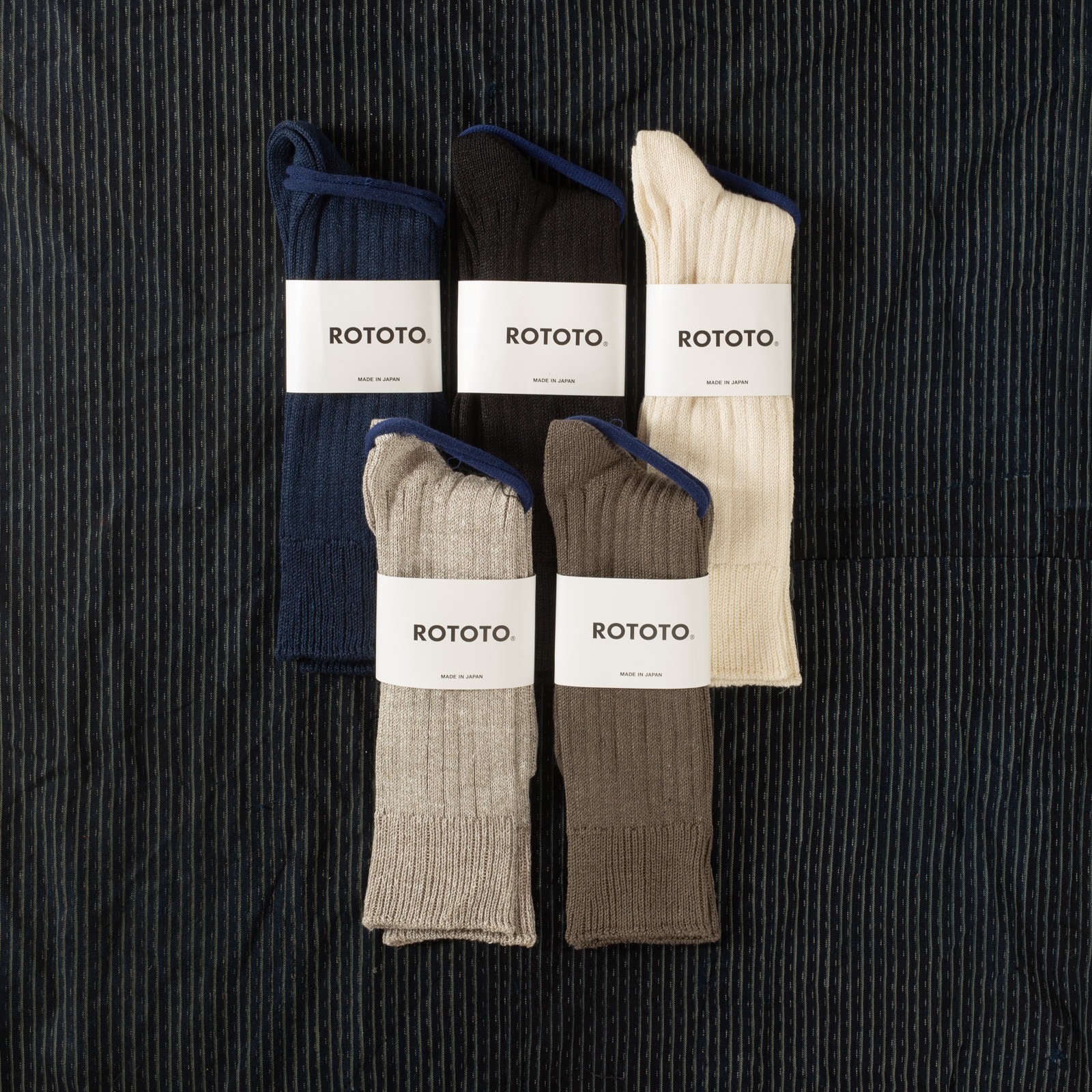 image flâneurs chaussettes ROTOTO Linen Cotton Rib Crew Socks_all