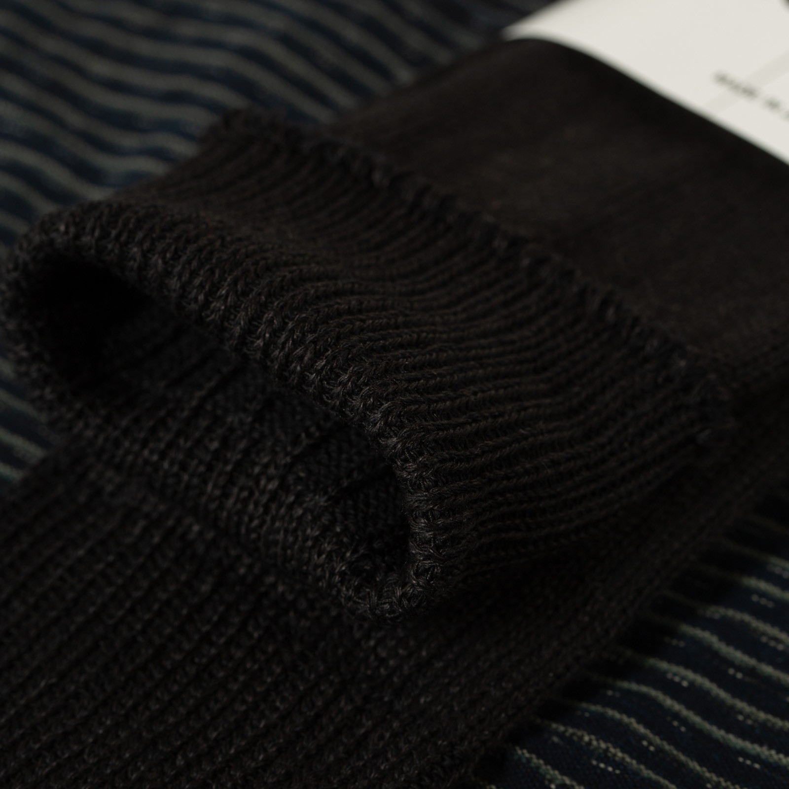 image flâneurs chaussettes ROTOTO Linen Cotton Rib Crew Socks_black