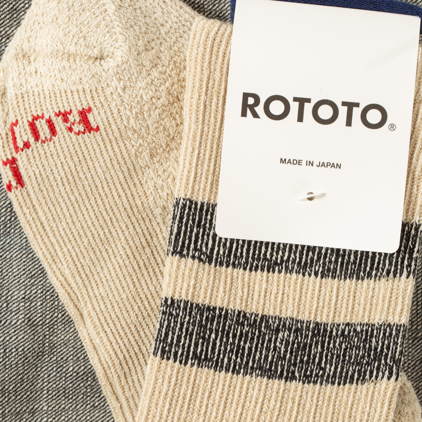 image flâneurs chaussettes ROTOTO Pile Stripe Marl_Beige Black 1