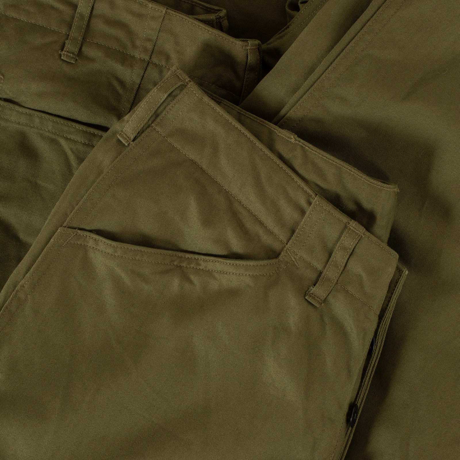 image détail poche avant flâneurs pantalon SURE MFG 40's USN Trousers Vat Dye Olive