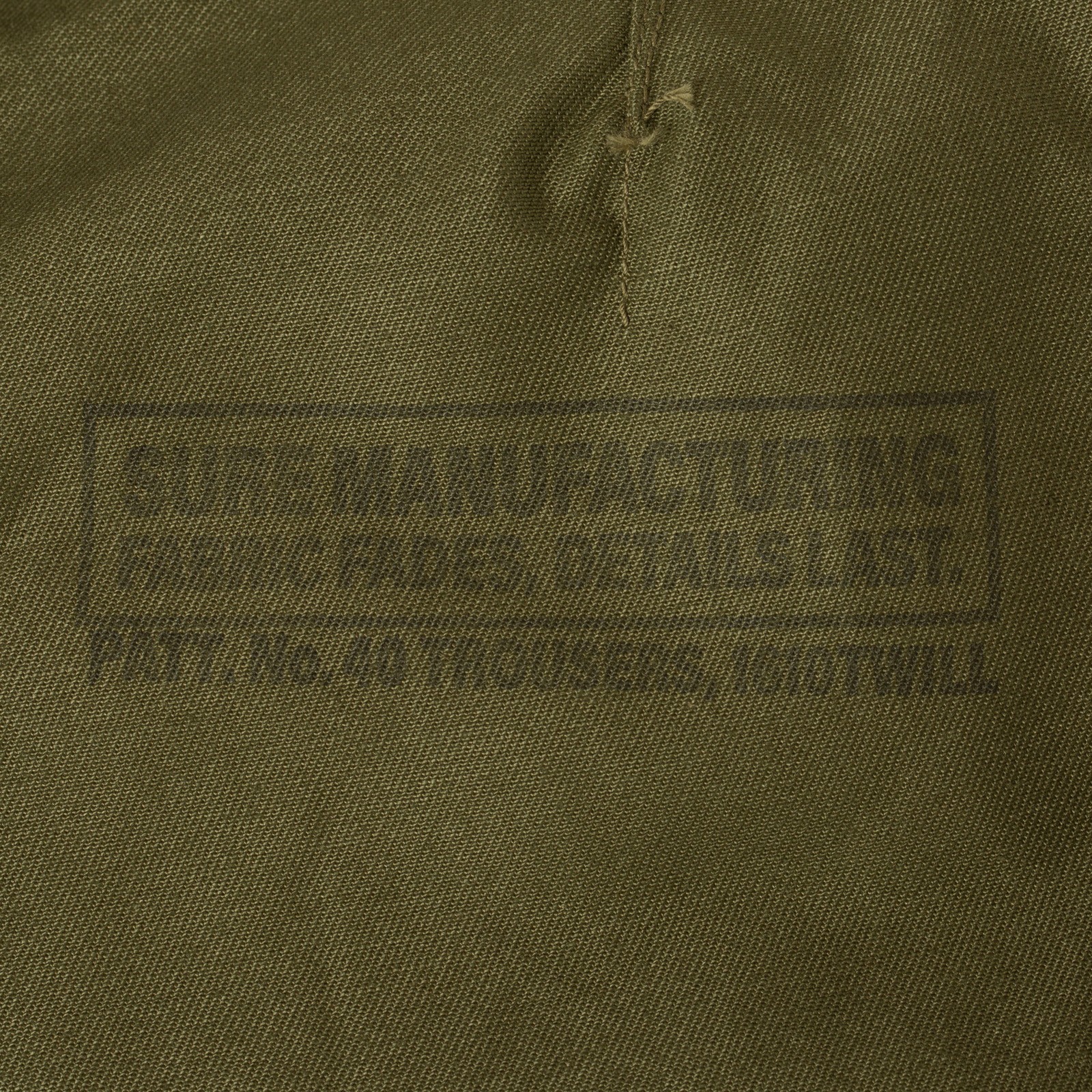 image détail tampon flâneurs pantalon SURE MFG 40's USN Trousers Vat Dye Olive-2