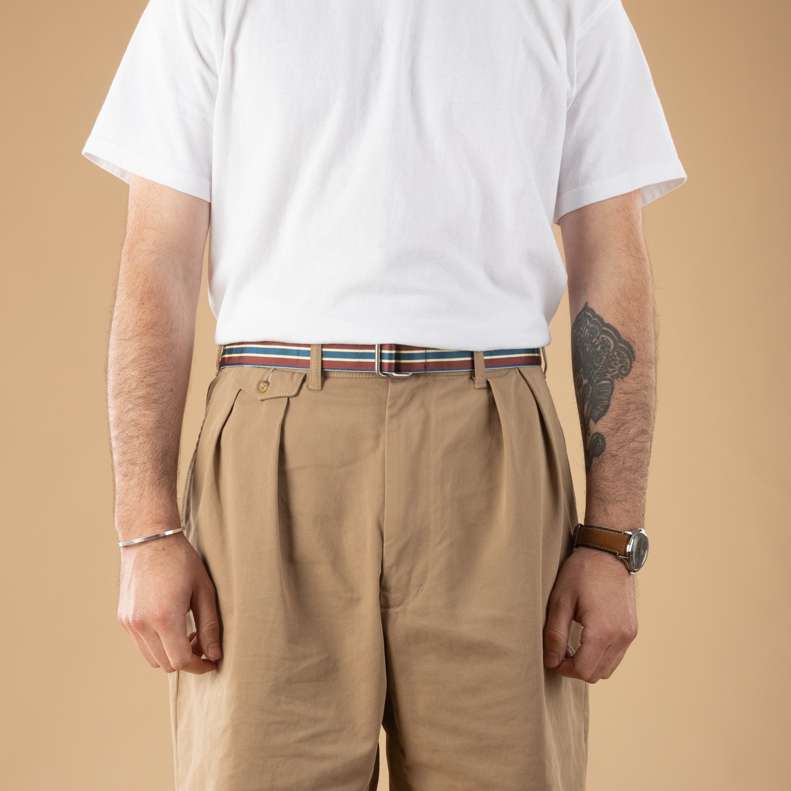 Image-Flâneurs_BEAMS PLUS / Grosgrain Tape Double Ring Belt Brown_de-face