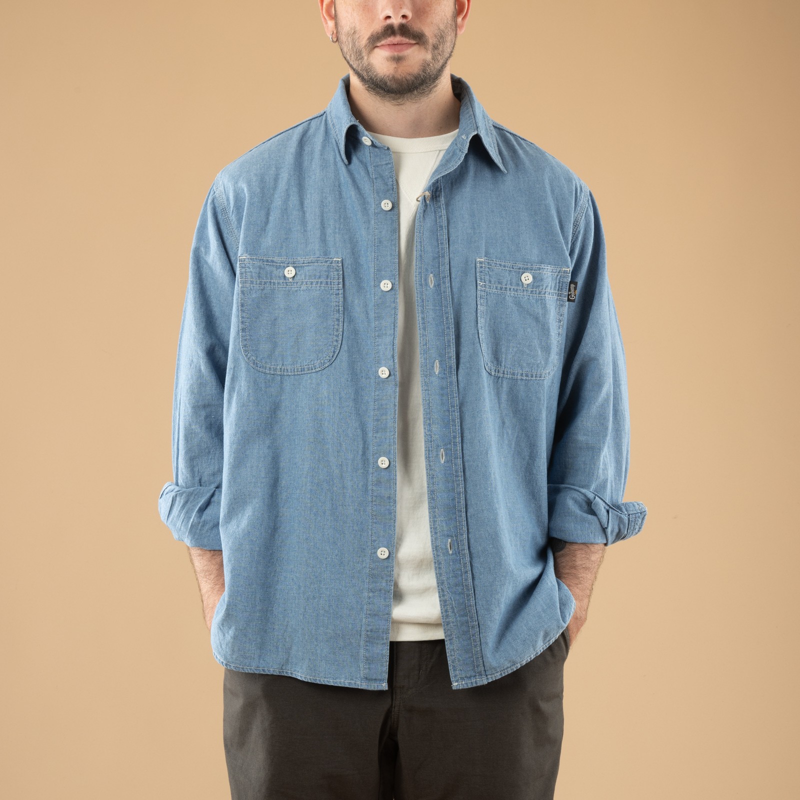 Work On Chambray Shirt Blue