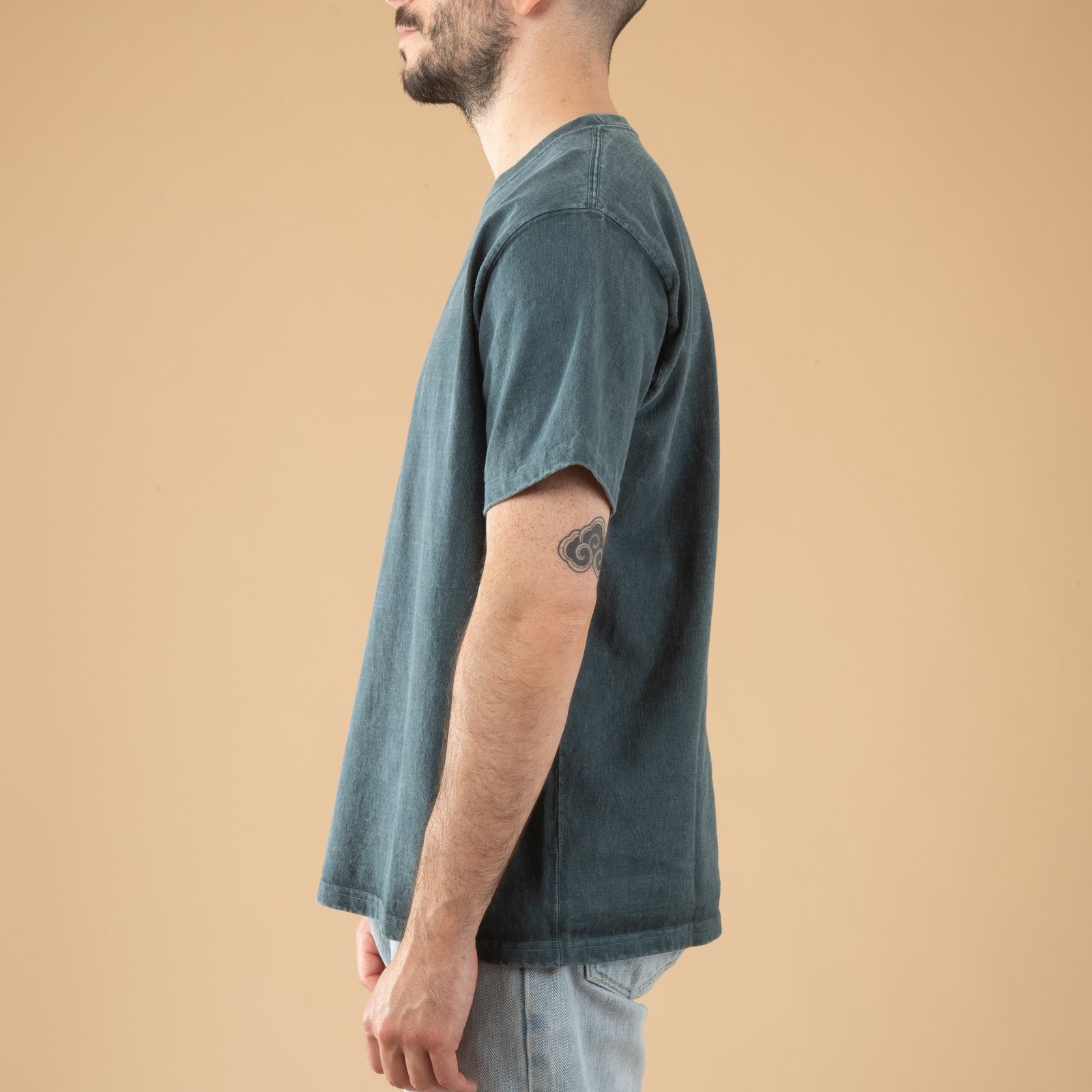 Image-Flaneurs_GOOD ON / S/S Heavy Crew Tee P-Slate-de-profil