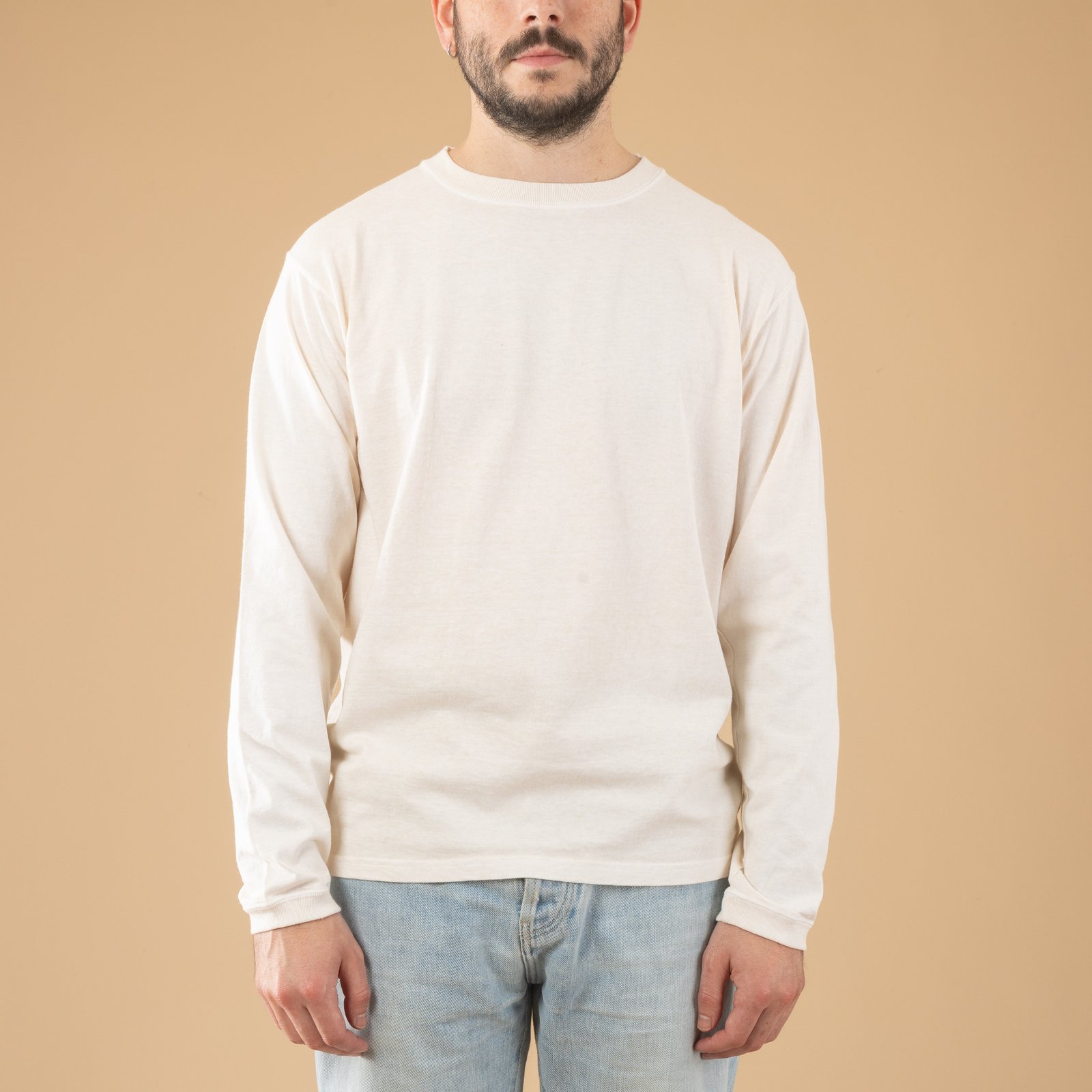 Image-Flâneurs_GOOD ON / L/S Crew Tee p-Natural_de-face