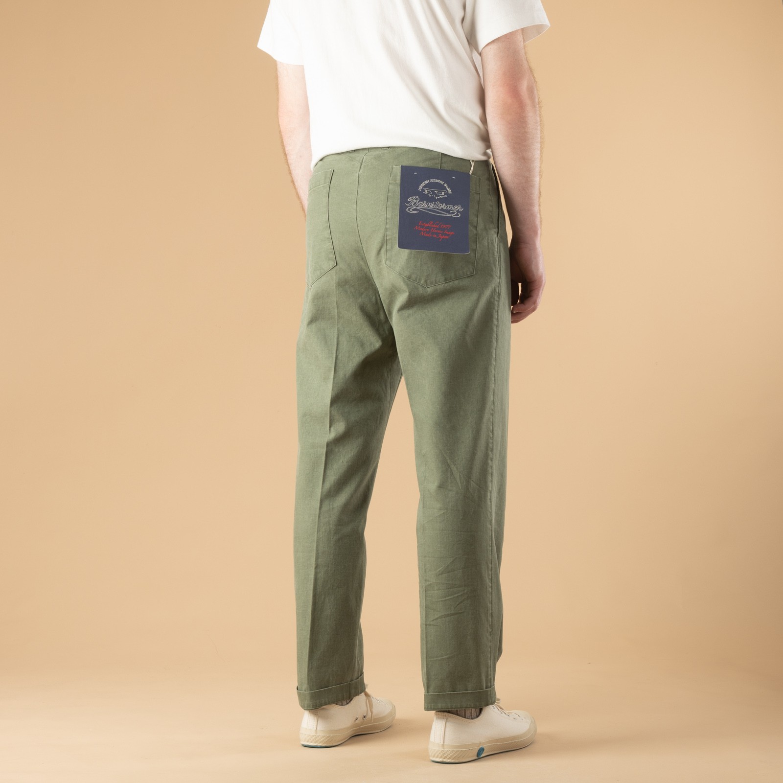 Image-Flâneurs_BARNSTORMER / 1510P Press Work Pants Olive_de-dos