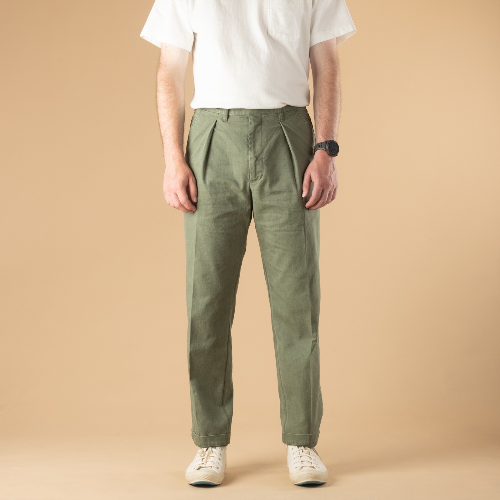 Image-Flâneurs_BARNSTORMER / 1510P Press Work Pants Olive_de-face