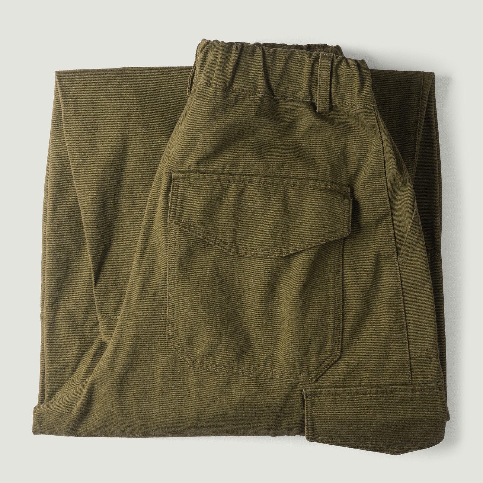 Olive Twill Cargo Balloon Pants