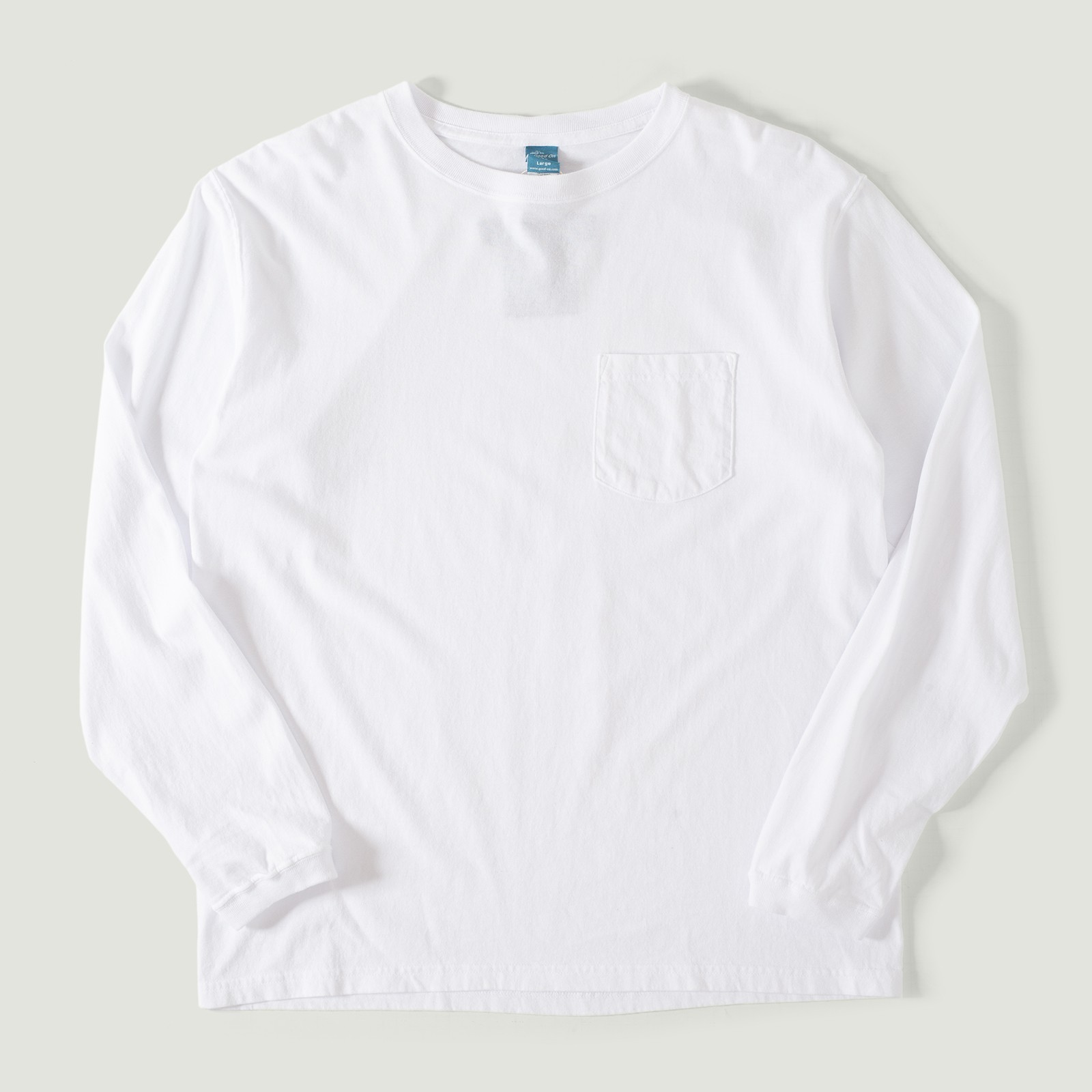 L/S Pocket Crew Tee White