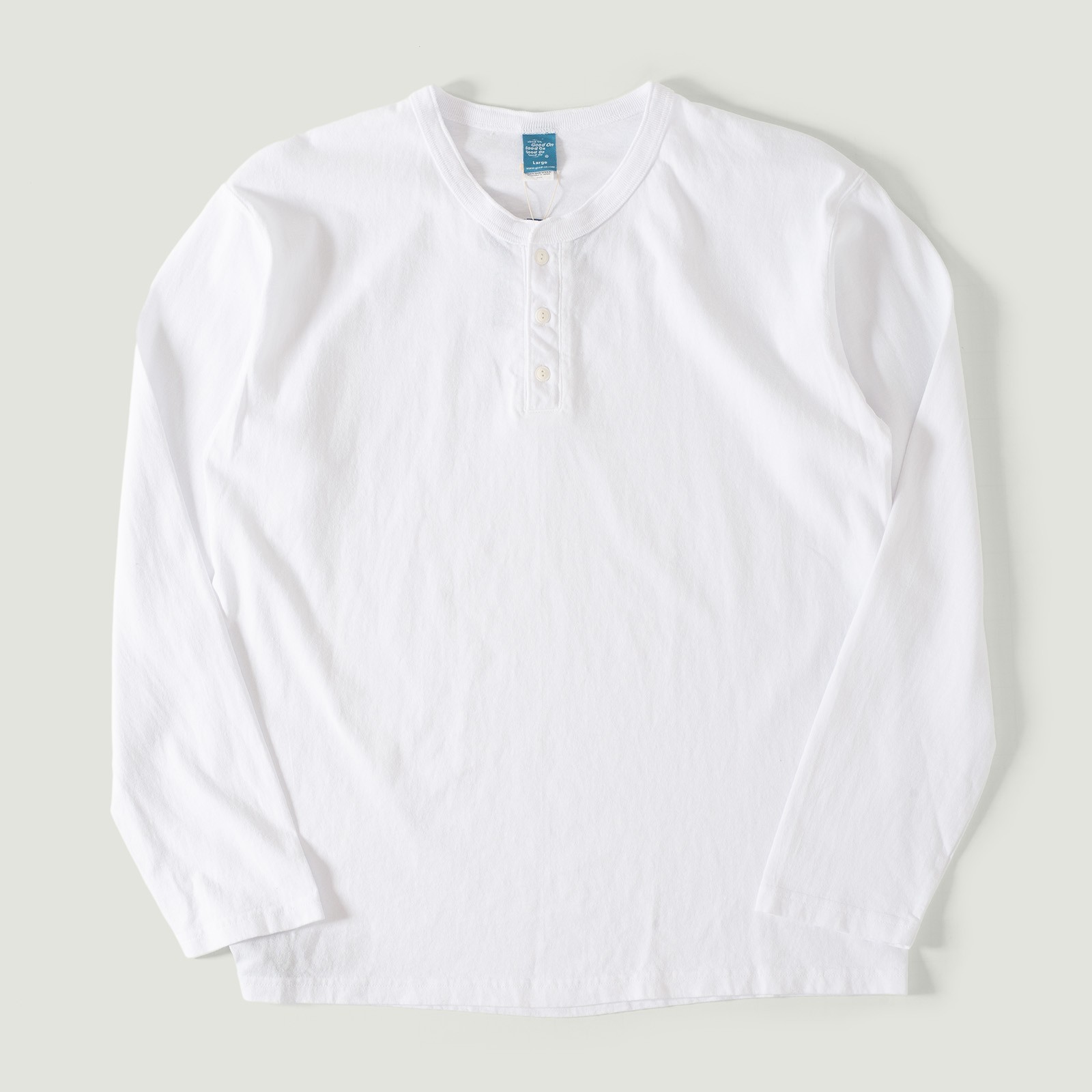 L/S Henley Tee White
