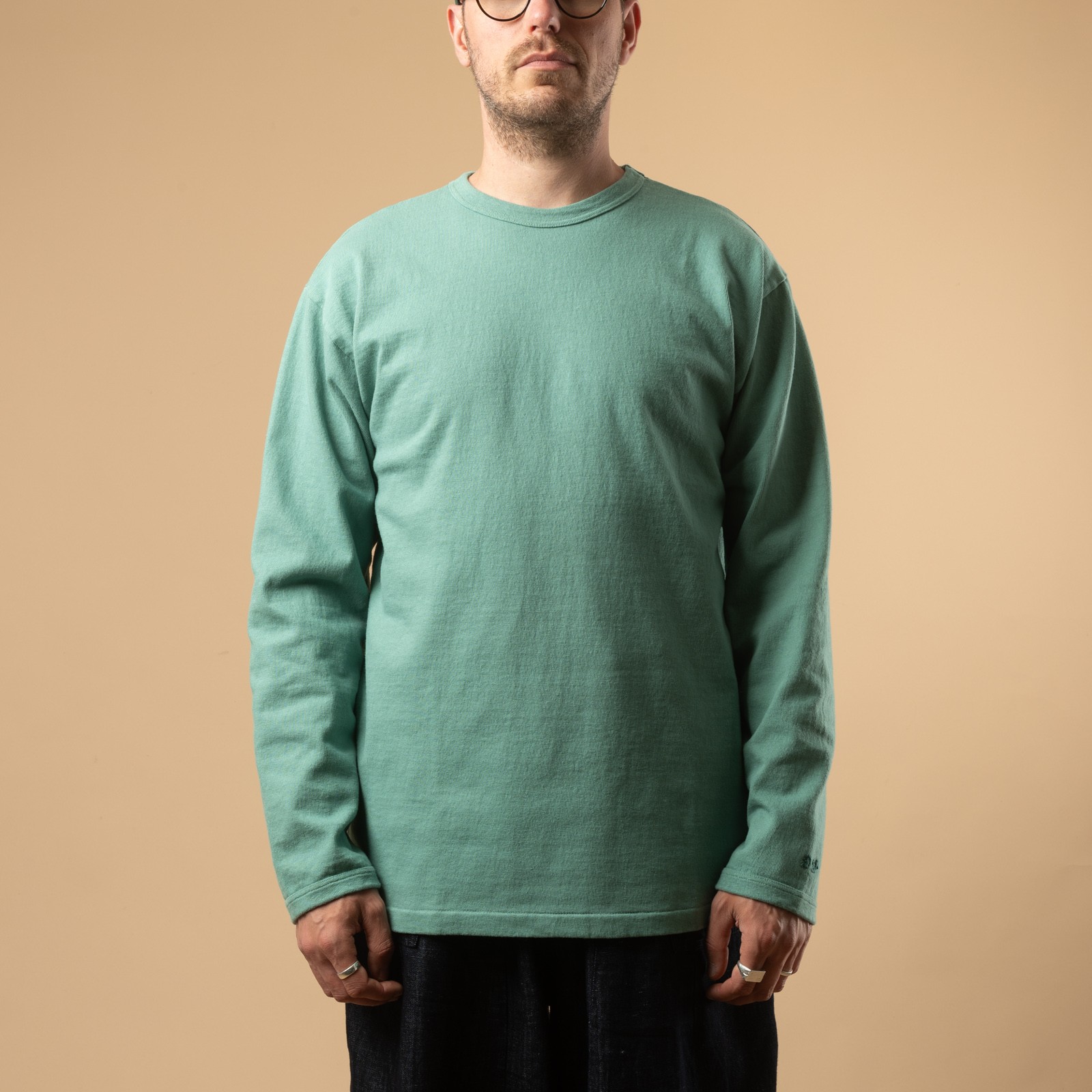 Image-Flâneurs_DUBBLE WORKS / Heavyweight Long Sleeve Tee Emerald_de-face